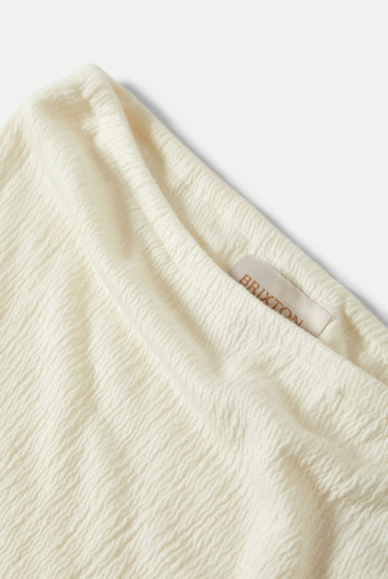 Women's Crinkle Tube Top in the color Off White - Additional Laydown image