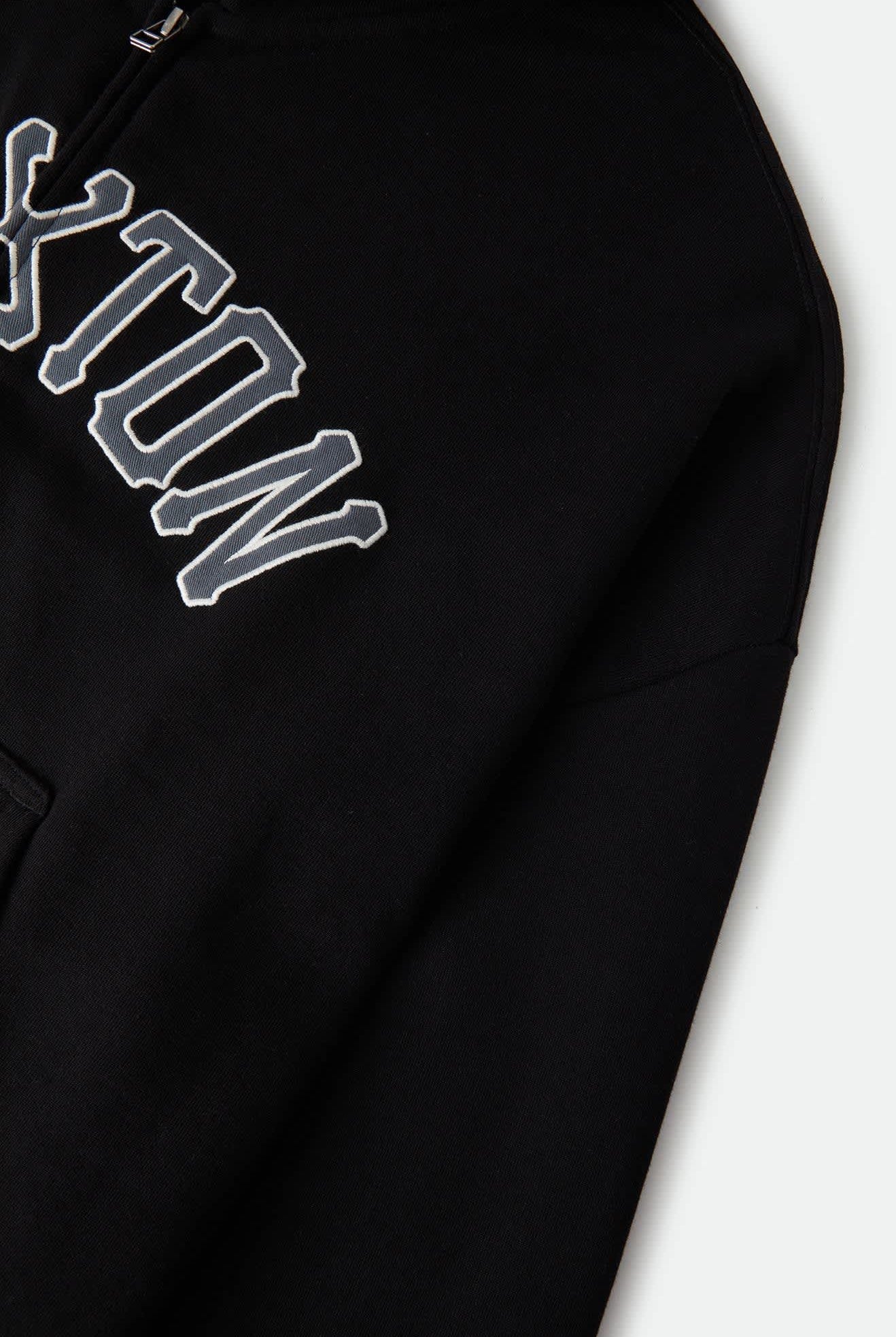 Men's Dugout Zip Hood Fleece in the color Black/Grey - Additional Laydown image