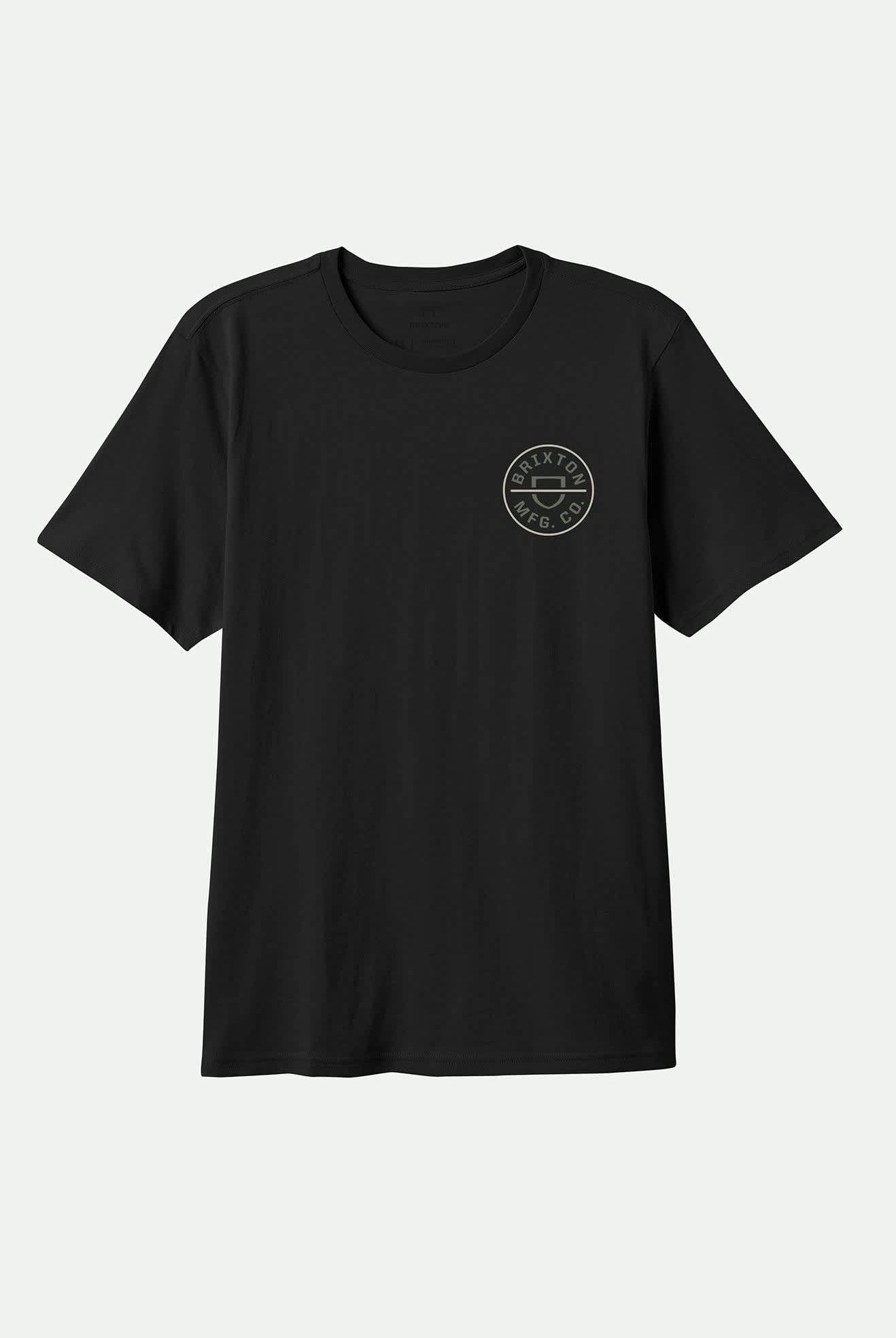 Men's Crest II S/S Standard T-Shirt in the color Black/Dark Sage/Warm Grey - Front Product View
