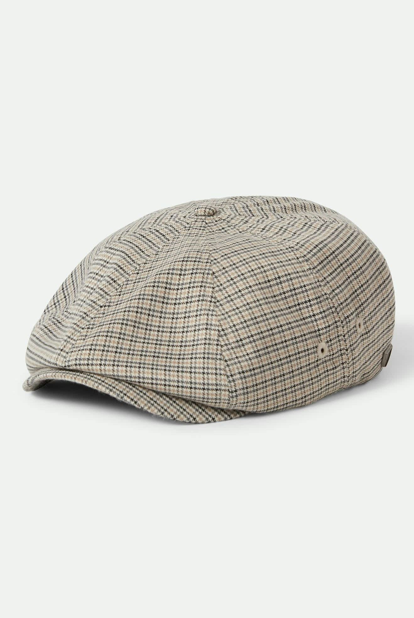 Unisex Brood Lightweight Newsboy Cap in the color Off White/Black/Grey Houndstooth - Front Product View
