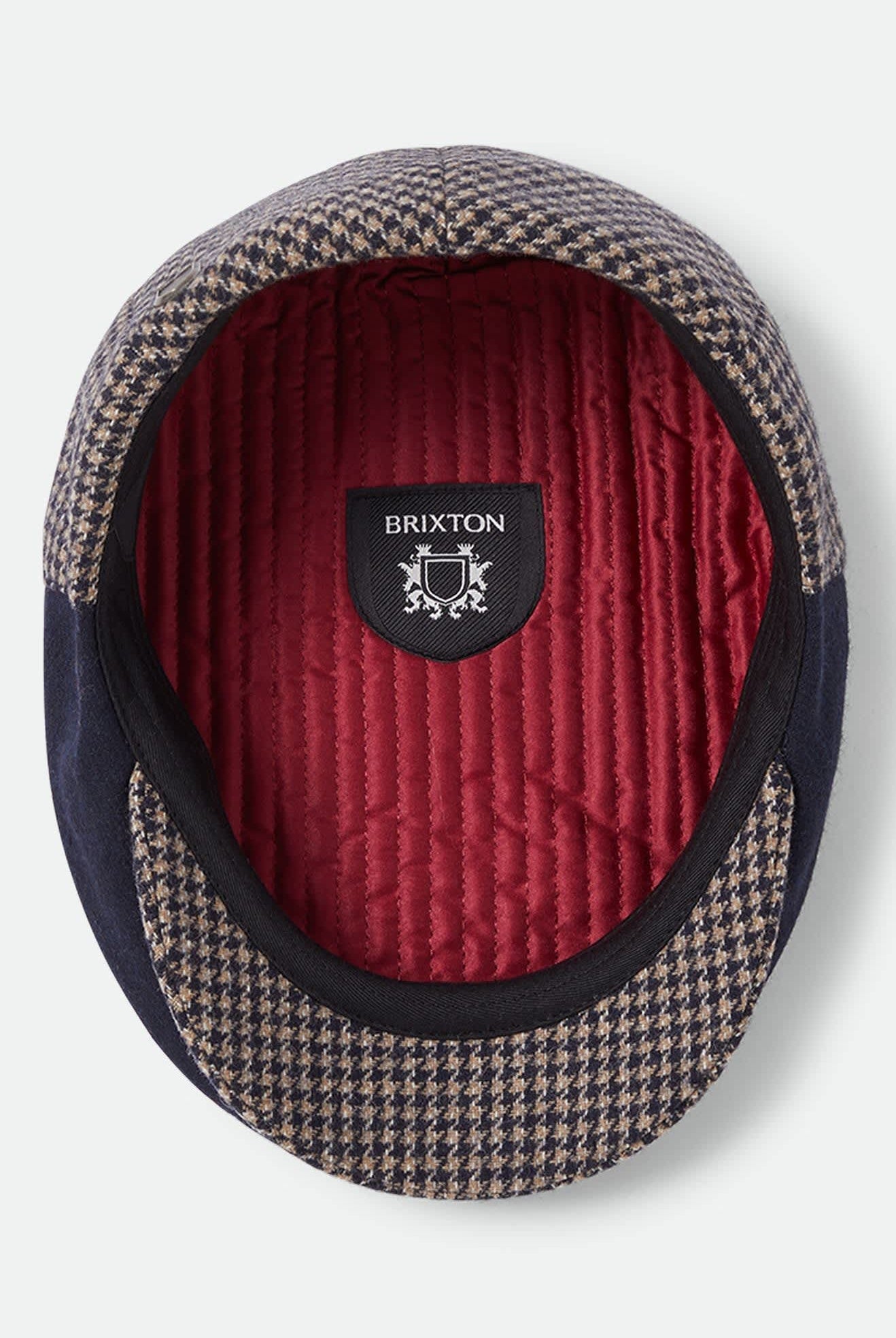 Unisex Hooligan Flat Cap in the color Navy/Sand Houndstooth - Additional Laydown image