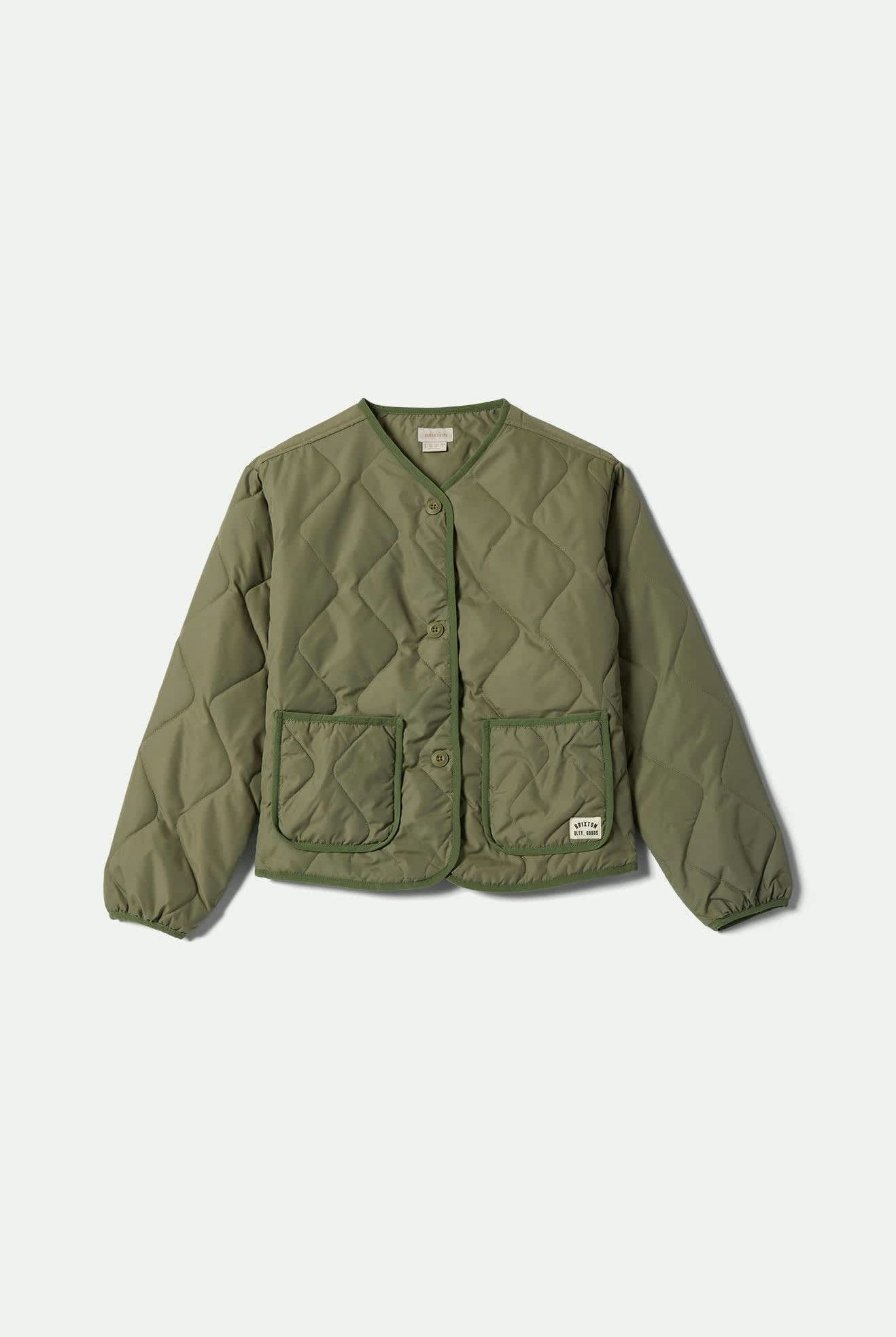 Women's Delilah Quilted Jacket in the color Olive Surplus - Front Product View