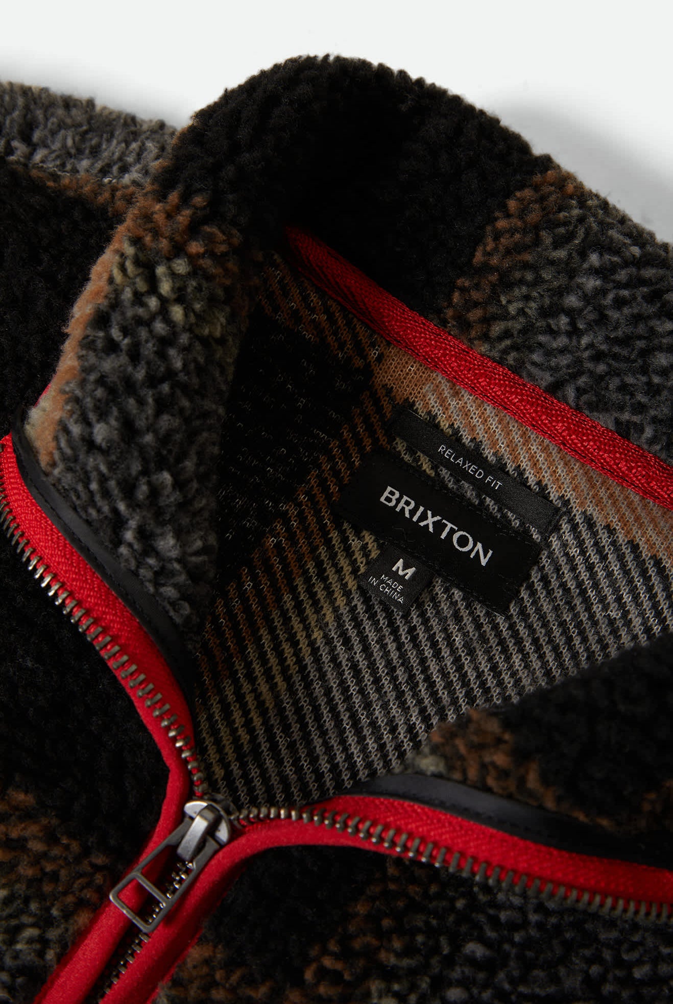 Men's Buffalo Plaid Sherpa Full Zip in the color Black/Cream - Additional Laydown image