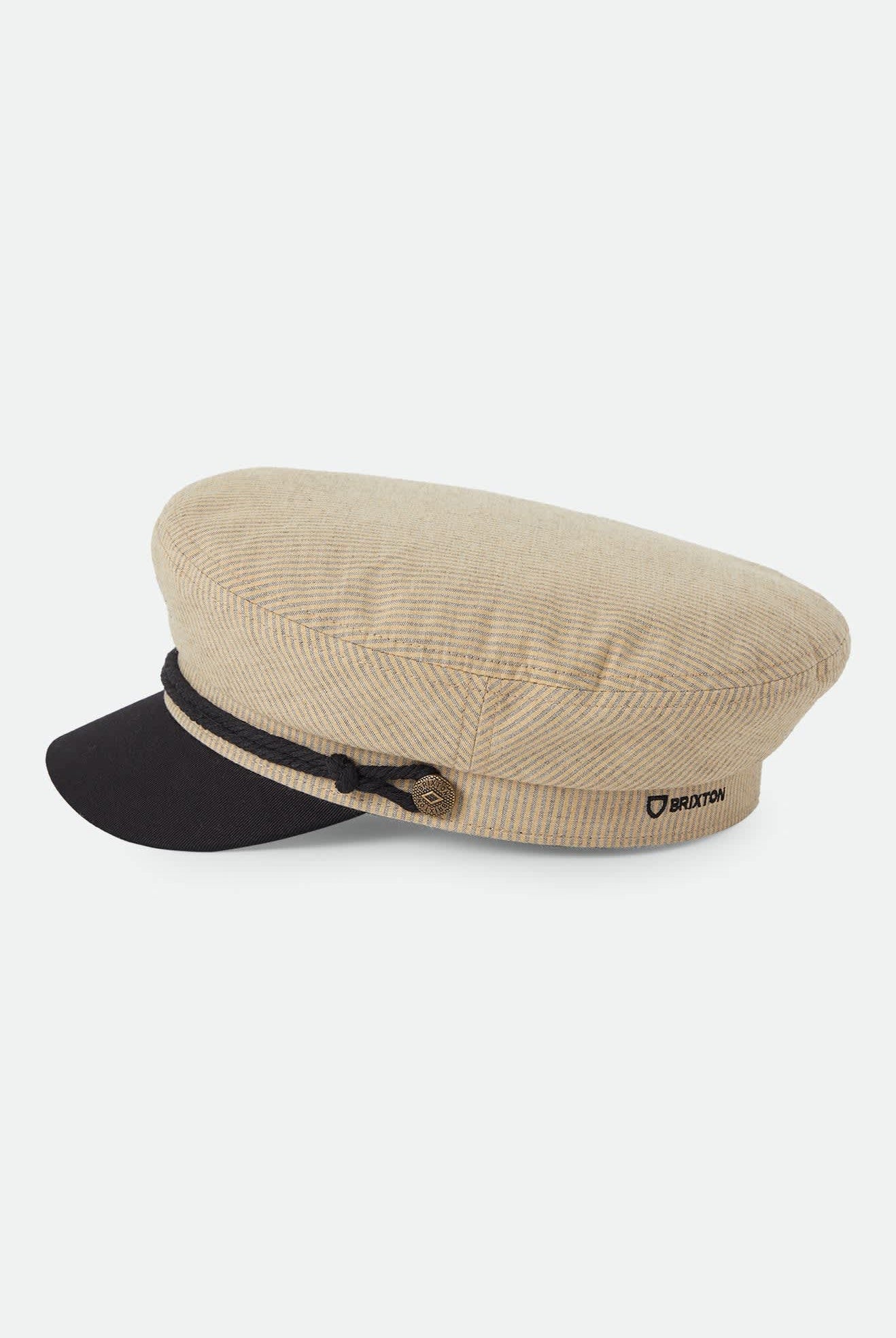 Women's Fiddler Fisherman Cap in the color Khaki Stripe/Washed Black - Additional Laydown image