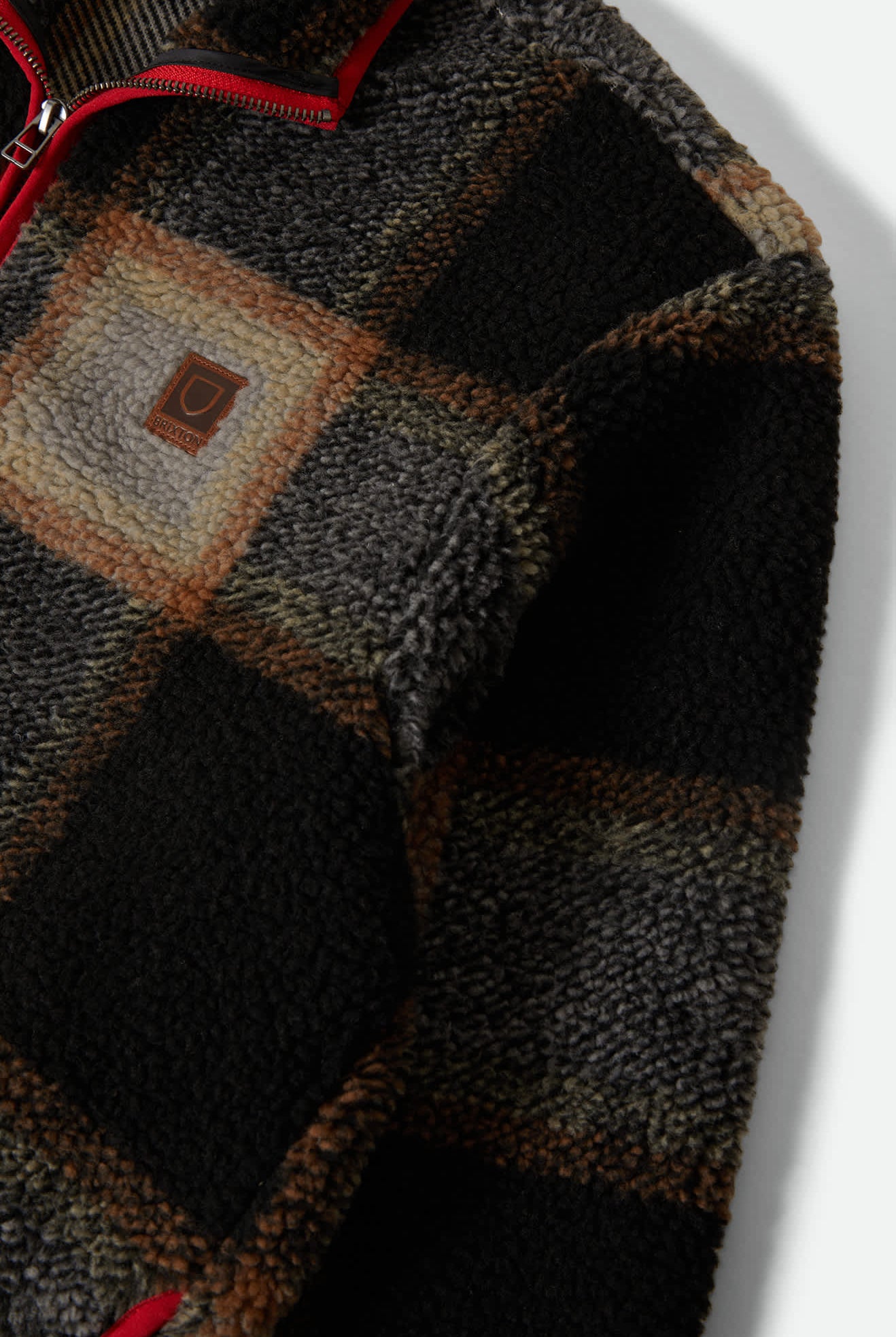 Men's Buffalo Plaid Sherpa Full Zip in the color Black/Cream - Additional Laydown image