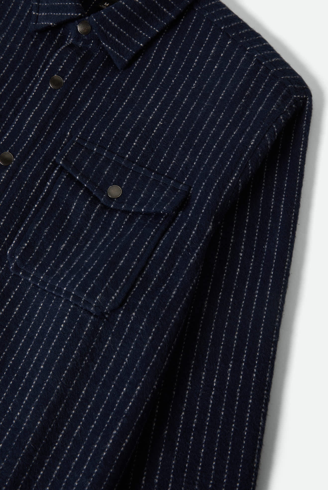 Men's Selden Soft Brushed Flannel in the color Mood Indigo Pinestripe - Additional Laydown image