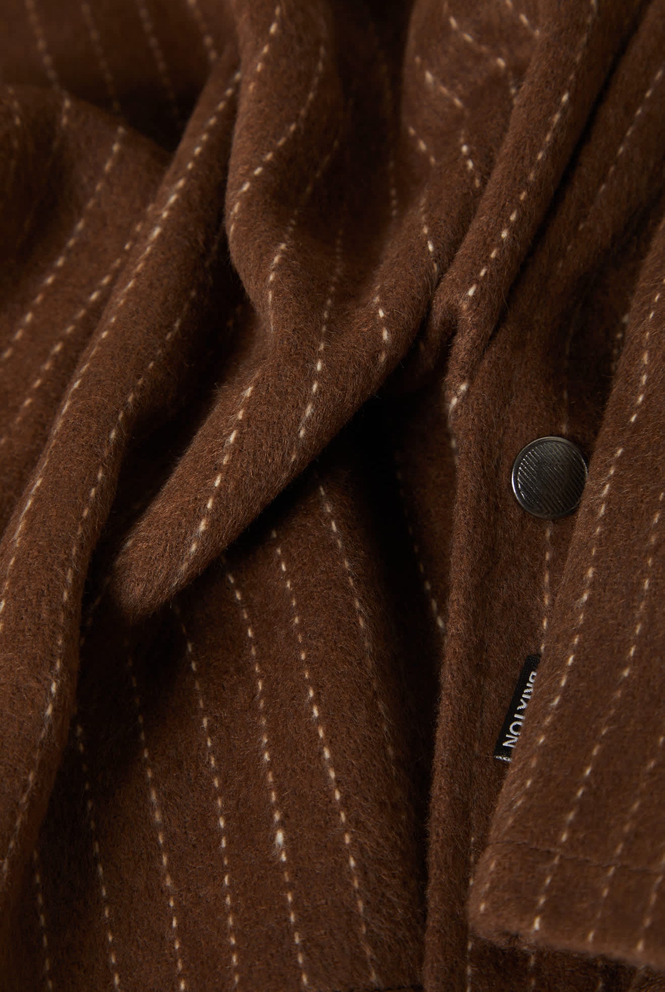 Men's Selden Soft Brushed Flannel in the color Pinecone Brown Pinestripe - Additional Laydown image