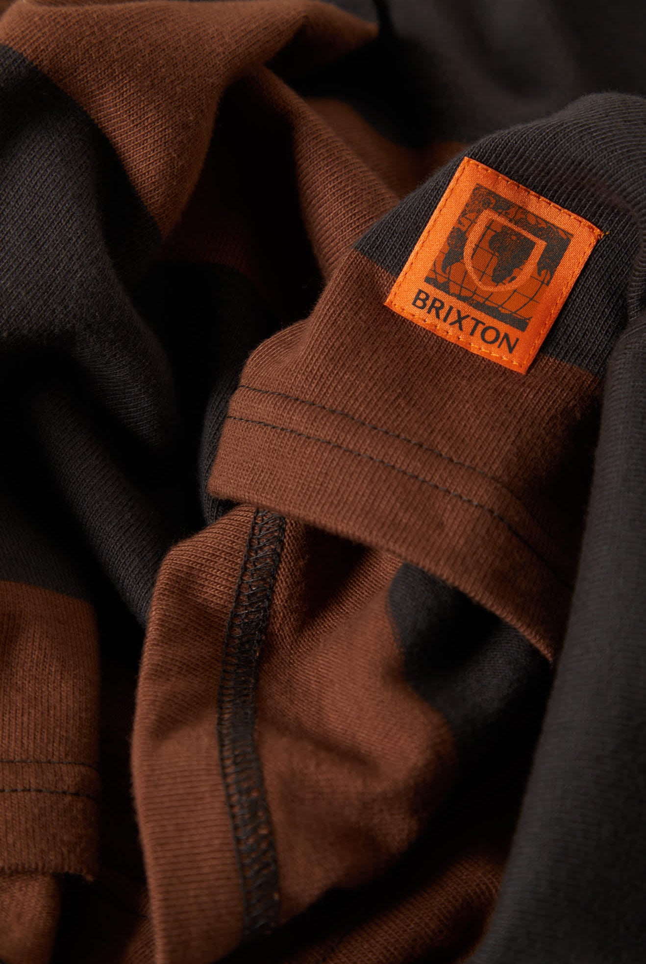 Men's Union Heavyweight Rugby Polo in the color Washed Black/Pinecown Brown - Additional Laydown image