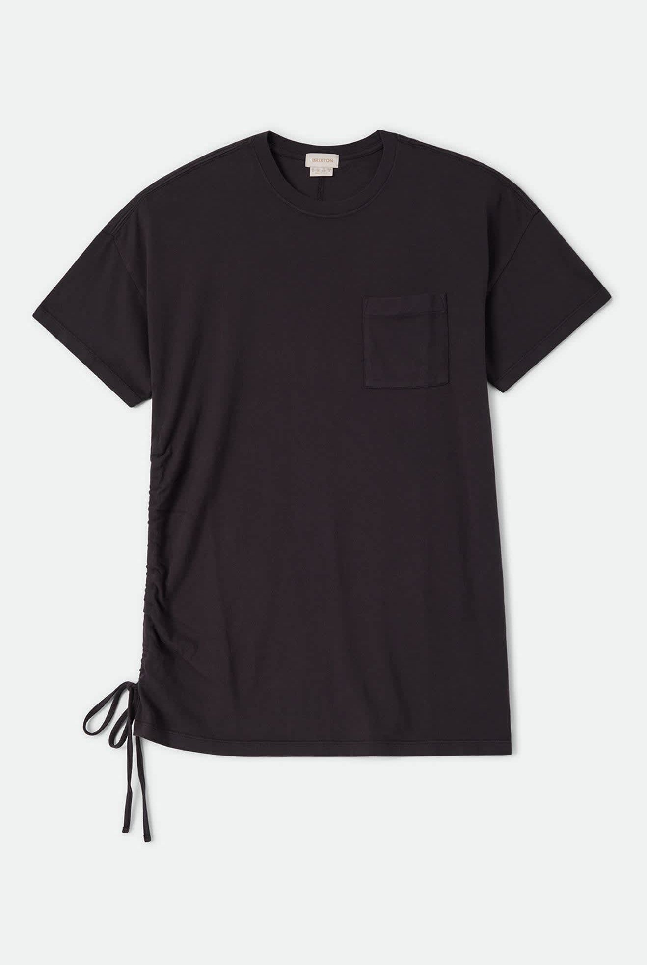 Women's Carefree Organic Garment Dye T-Shirt Dress in the color Black - Front Product View