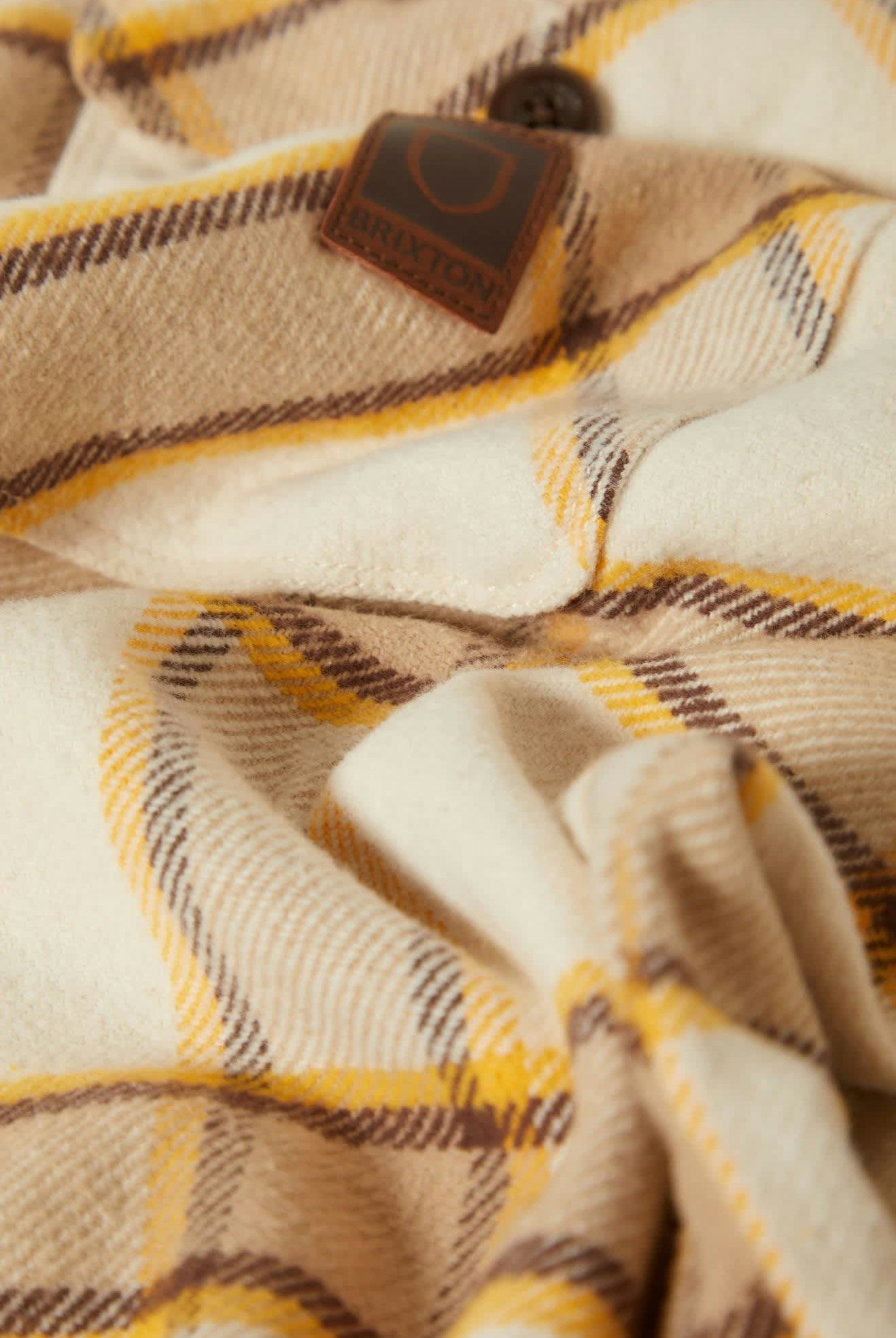 Men's Bowery Heavyweight Flannel in the color Whitecap/Pineconebrown/Saffron - Additional Laydown image