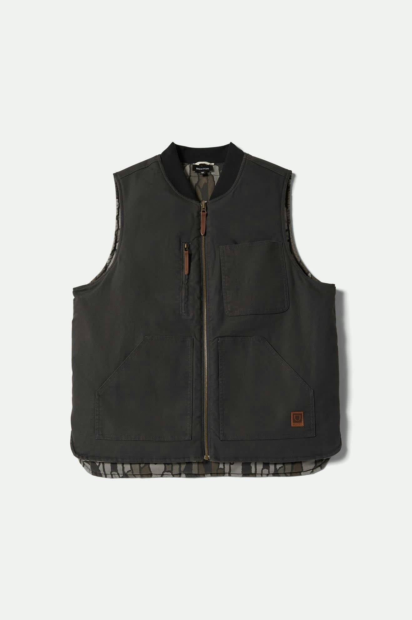 Men's Builders Abraham Reversible Vest in the color Bark Camo - Front Product View