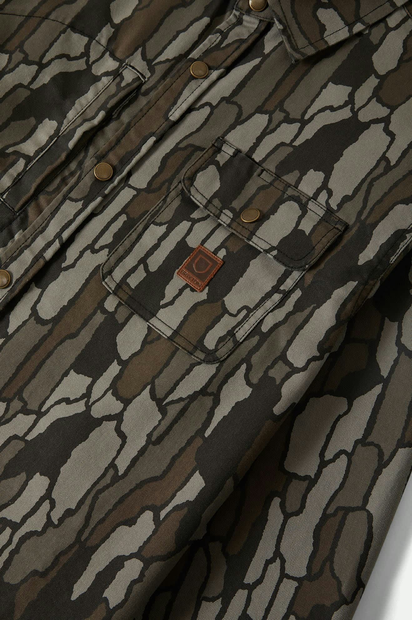 Men's Builders Stretch L/S Overshirt in the color Bark Camo - Additional Laydown image