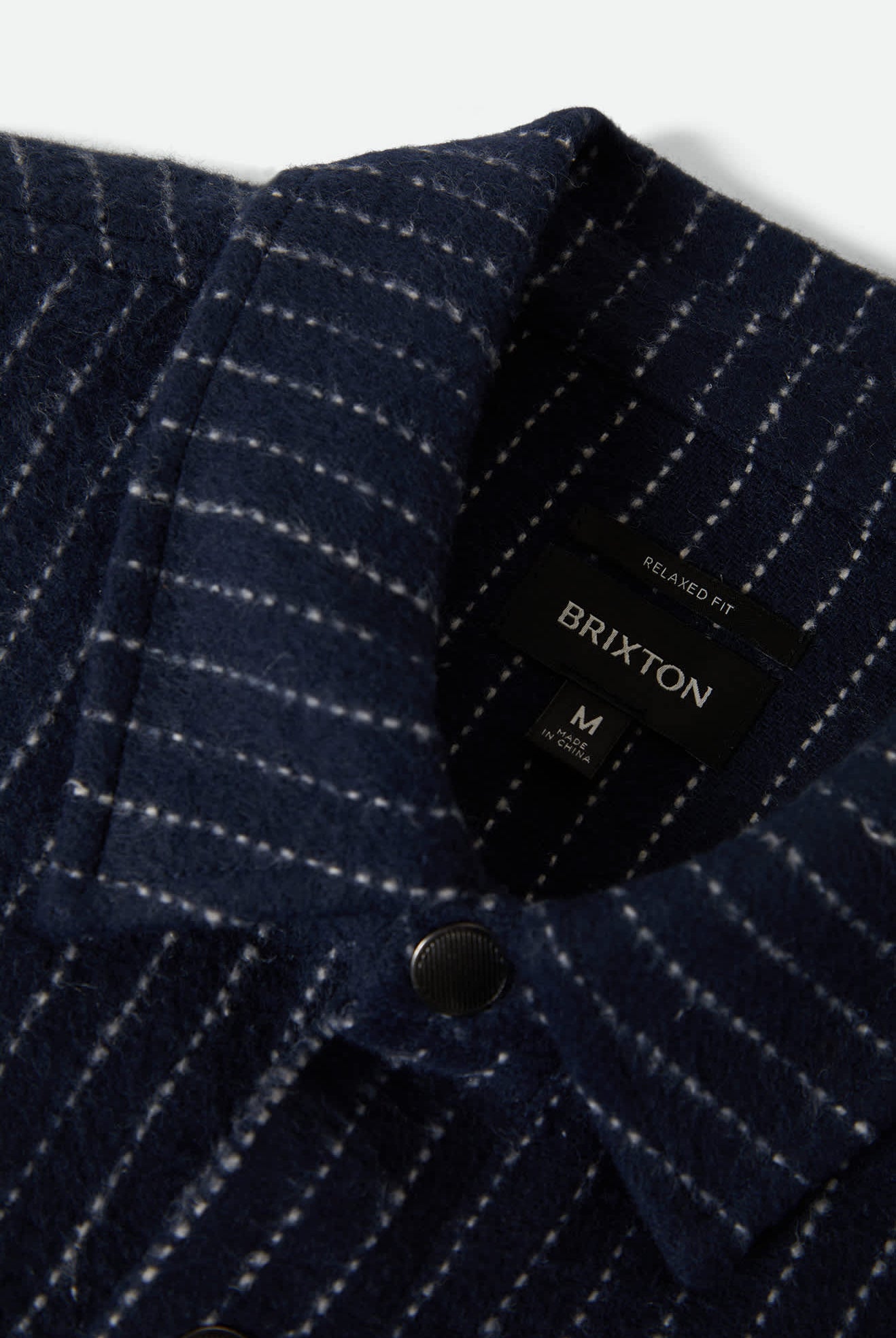 Men's Selden Soft Brushed Flannel in the color Mood Indigo Pinestripe - Additional Laydown image