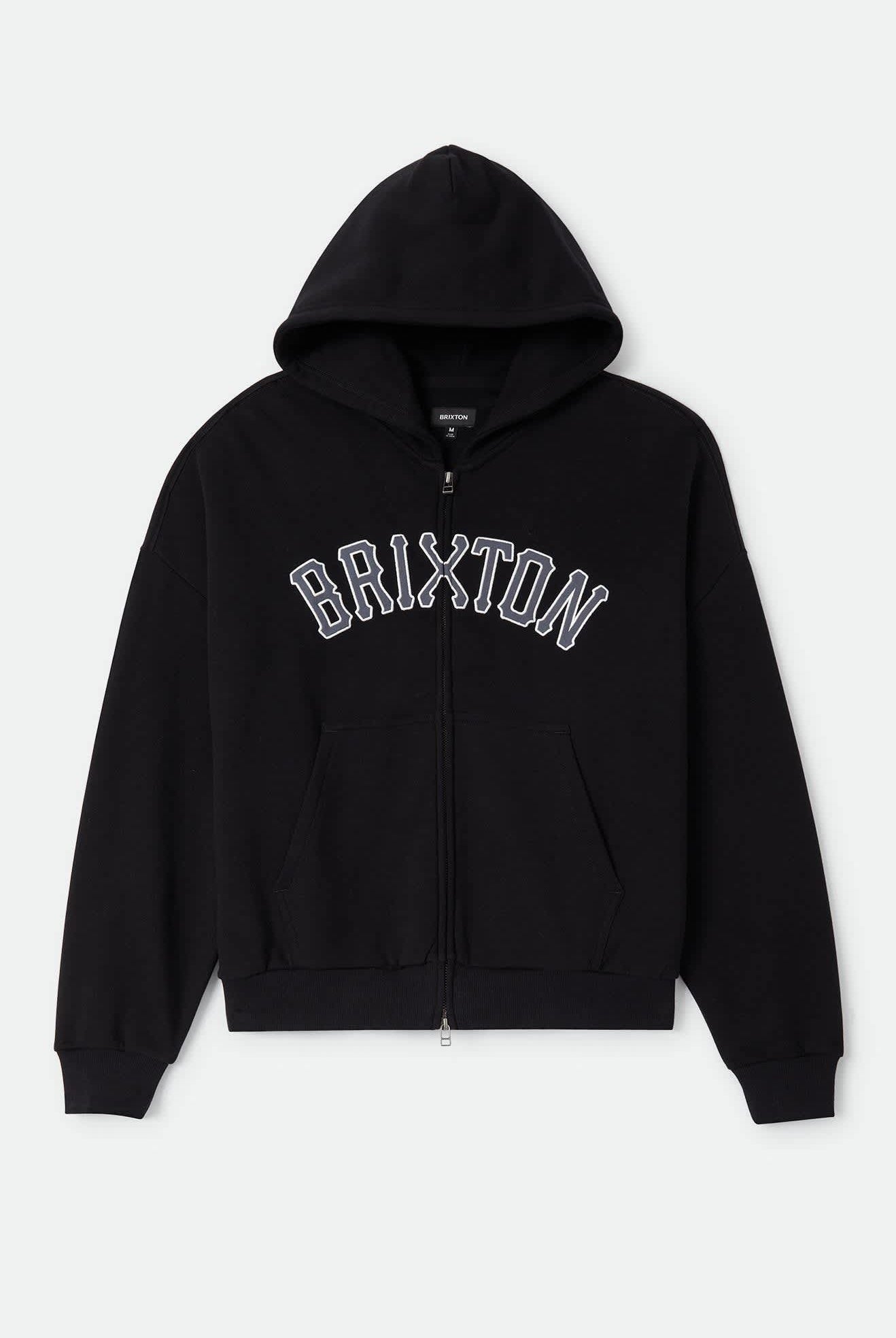 Men's Dugout Zip Hood Fleece in the color Black/Grey - Front Product View