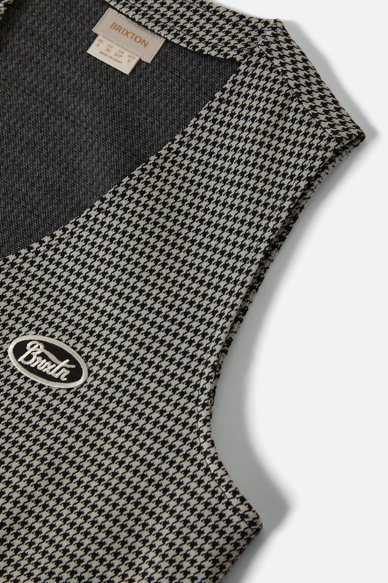 Women's Houndstooth Leisure Vest in the color Winter White/Black - Additional Laydown image