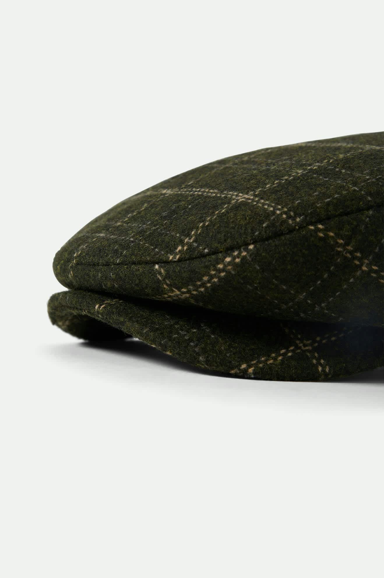 Unisex Barrel Flat Cap in the color Moss/Sand - Additional Laydown image