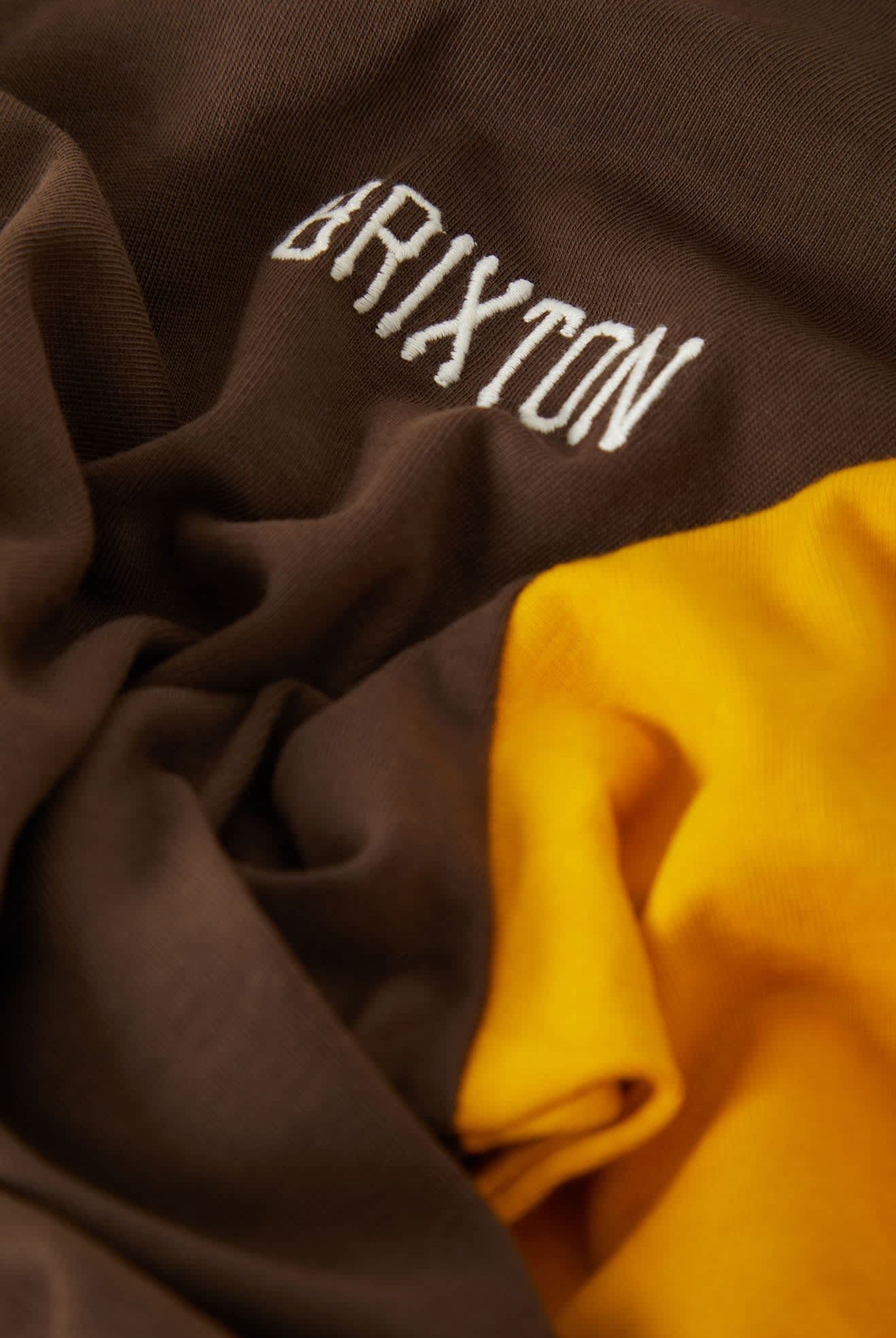 Men's Boxy Baseball T-Shirt in the color Walnut Brown/Golden Hour - Additional Laydown image