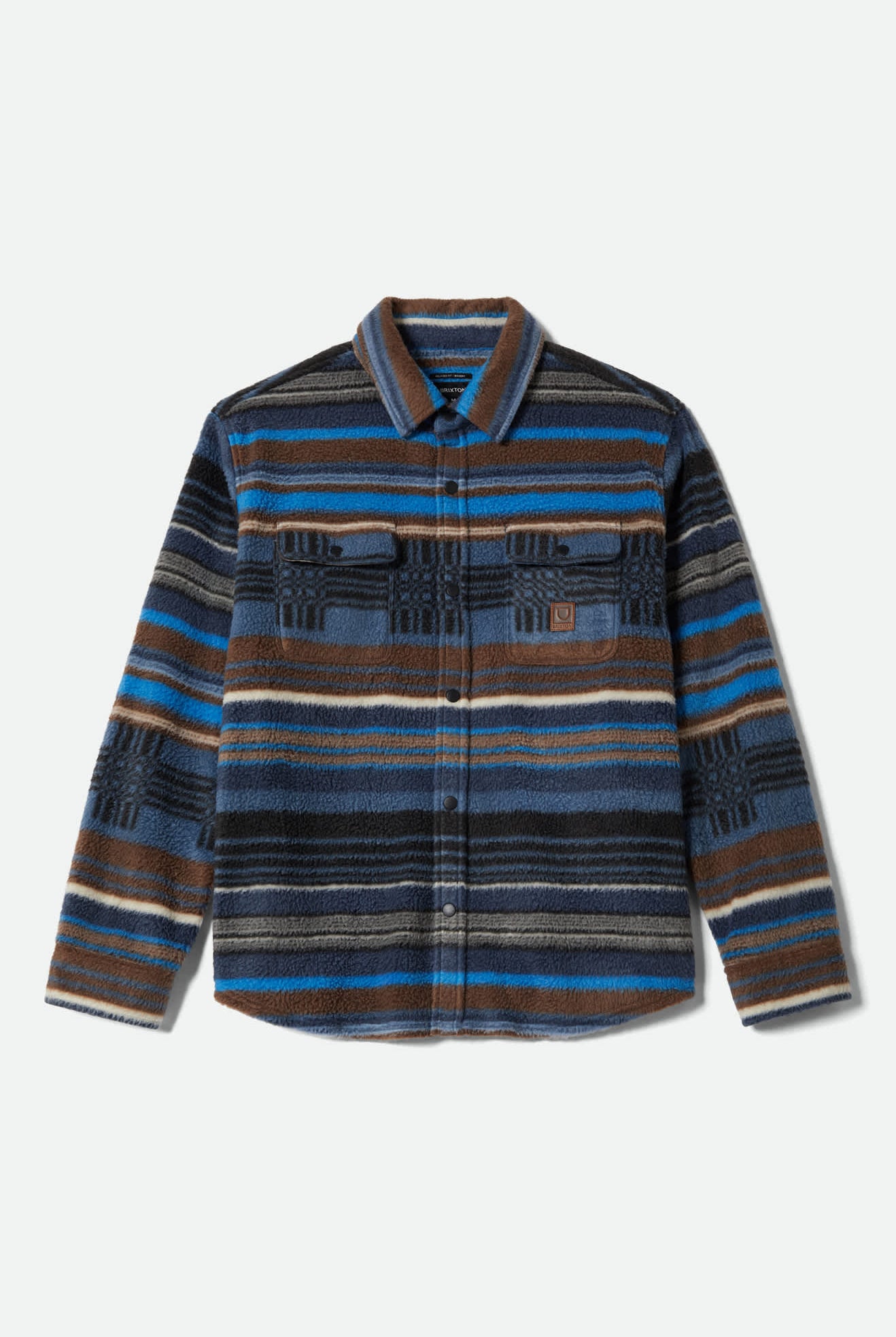 Men's Bowery Arctic Stretch Fleece in the color Mood Indigo Blanket Stripe - Front Product View