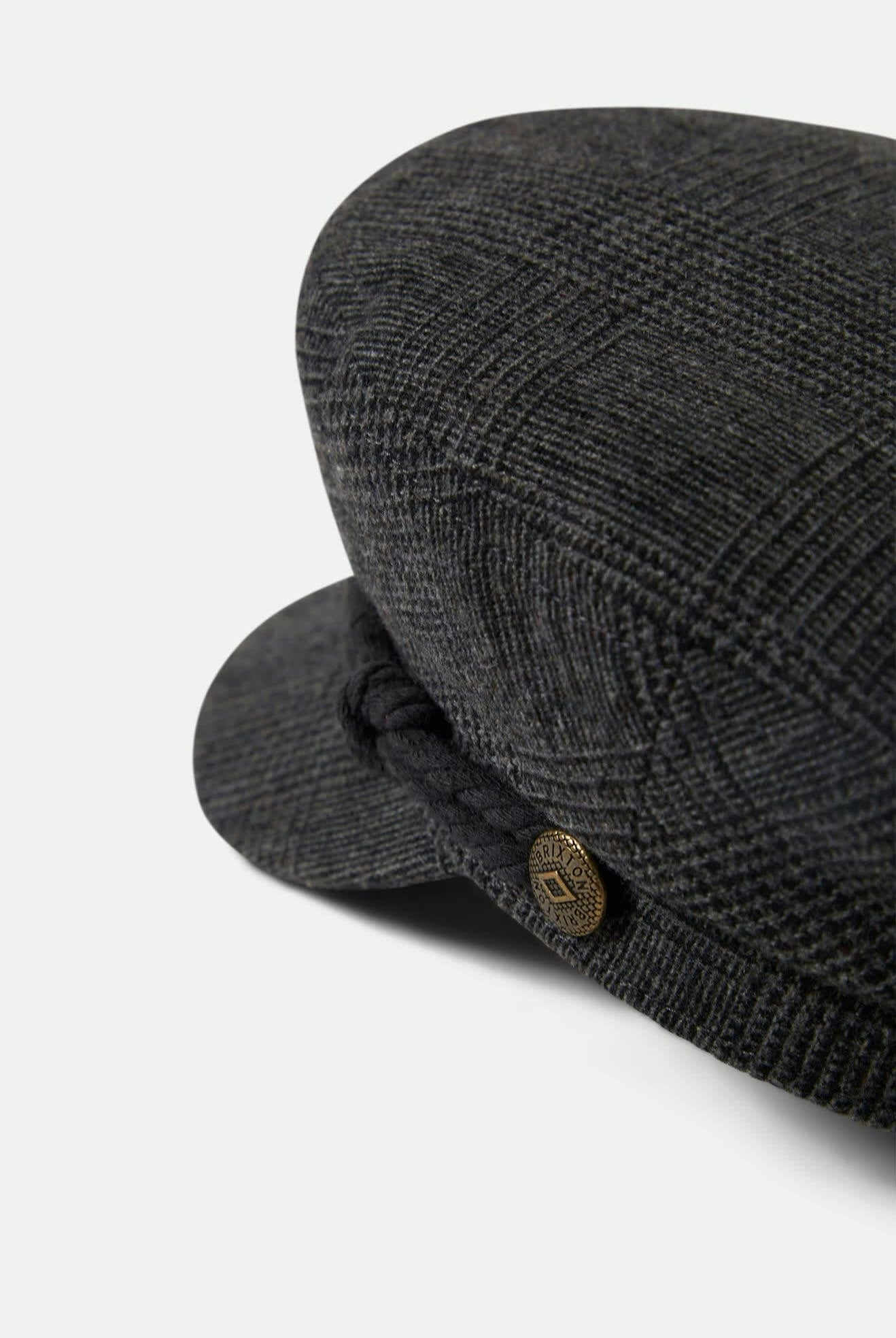 Unisex Fiddler Fisherman Cap in the color Grey Shadow Plaid - Additional Laydown image