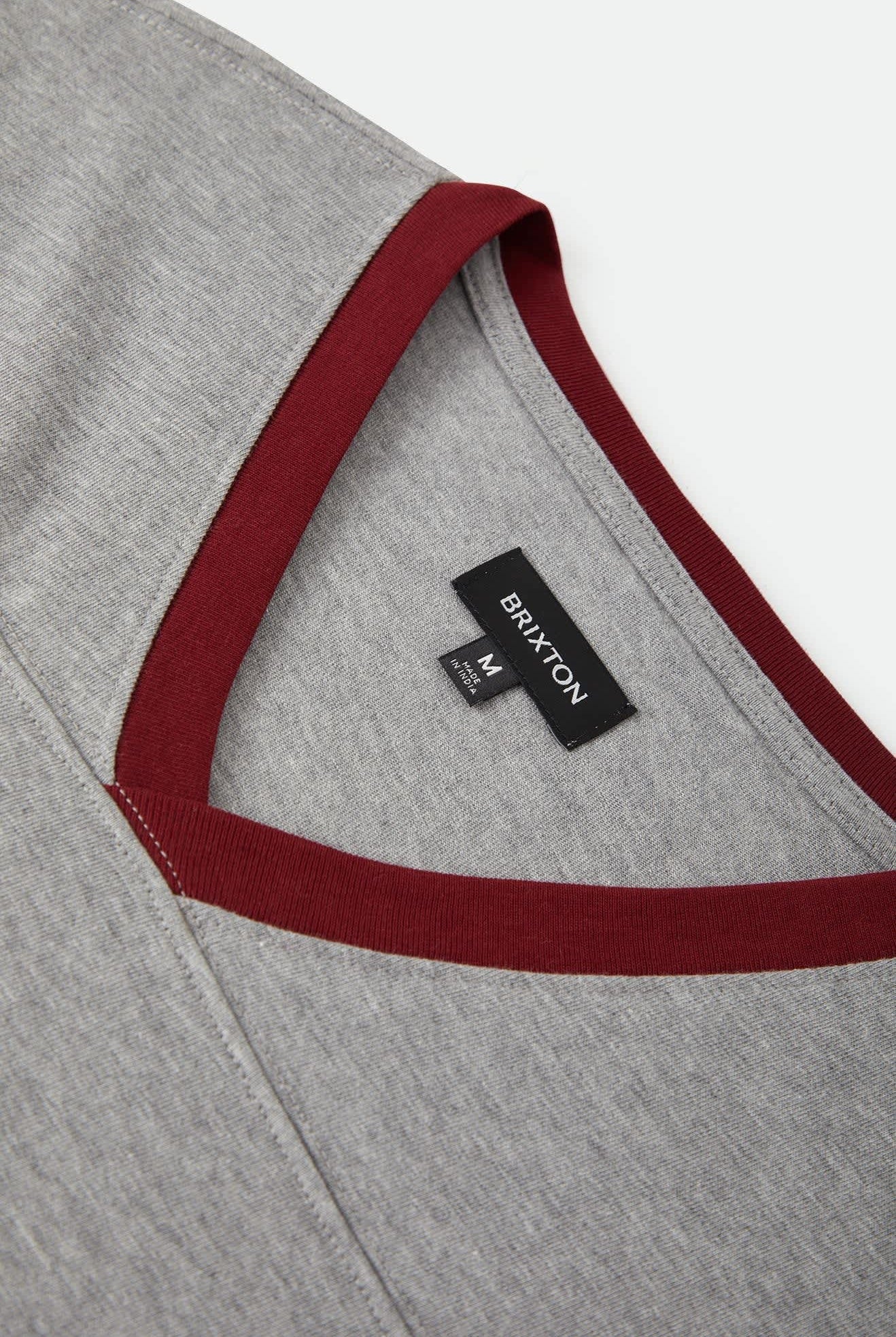 Men's Brixton Football T-Shirt in the color Heather Grey/Maroon - Additional Laydown image