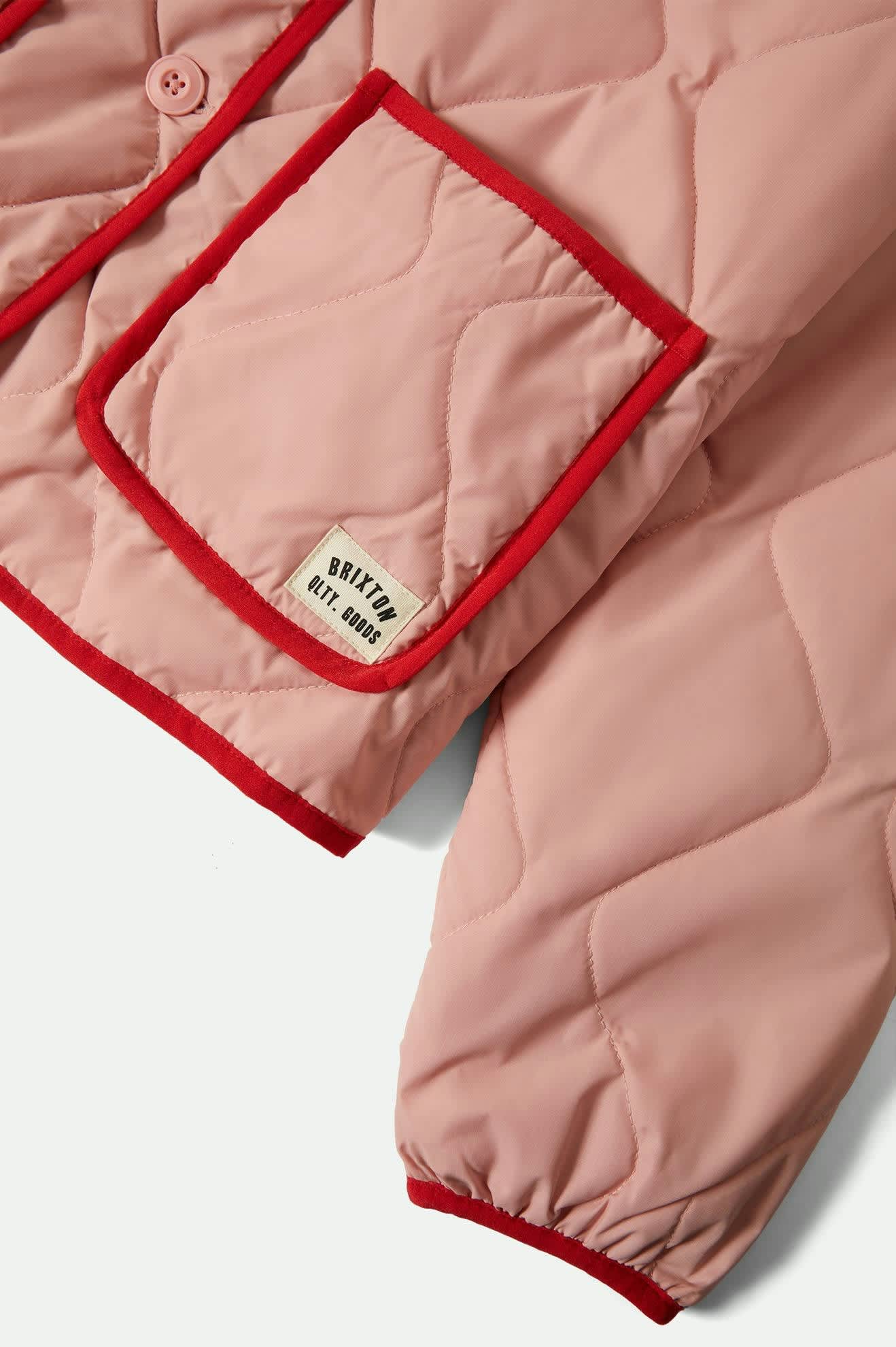 Women's Delilah Quilted Jacket in the color Mellow Rose - Additional Laydown image