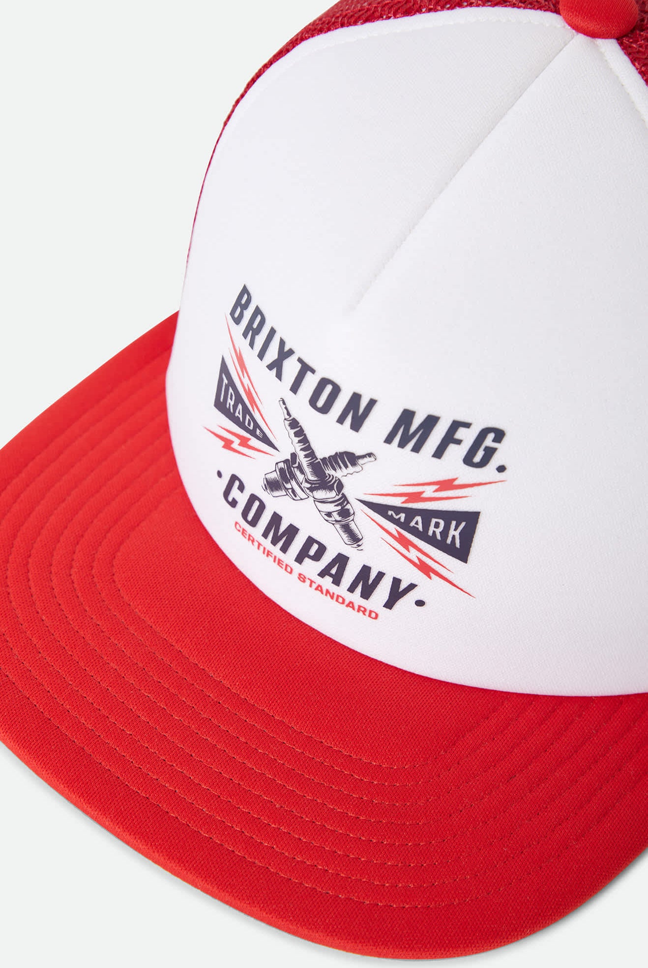 Unisex Danton Netplus Trucker Hat in the color Adrenaline Rush/Adrenaline Rush - Additional Laydown image
