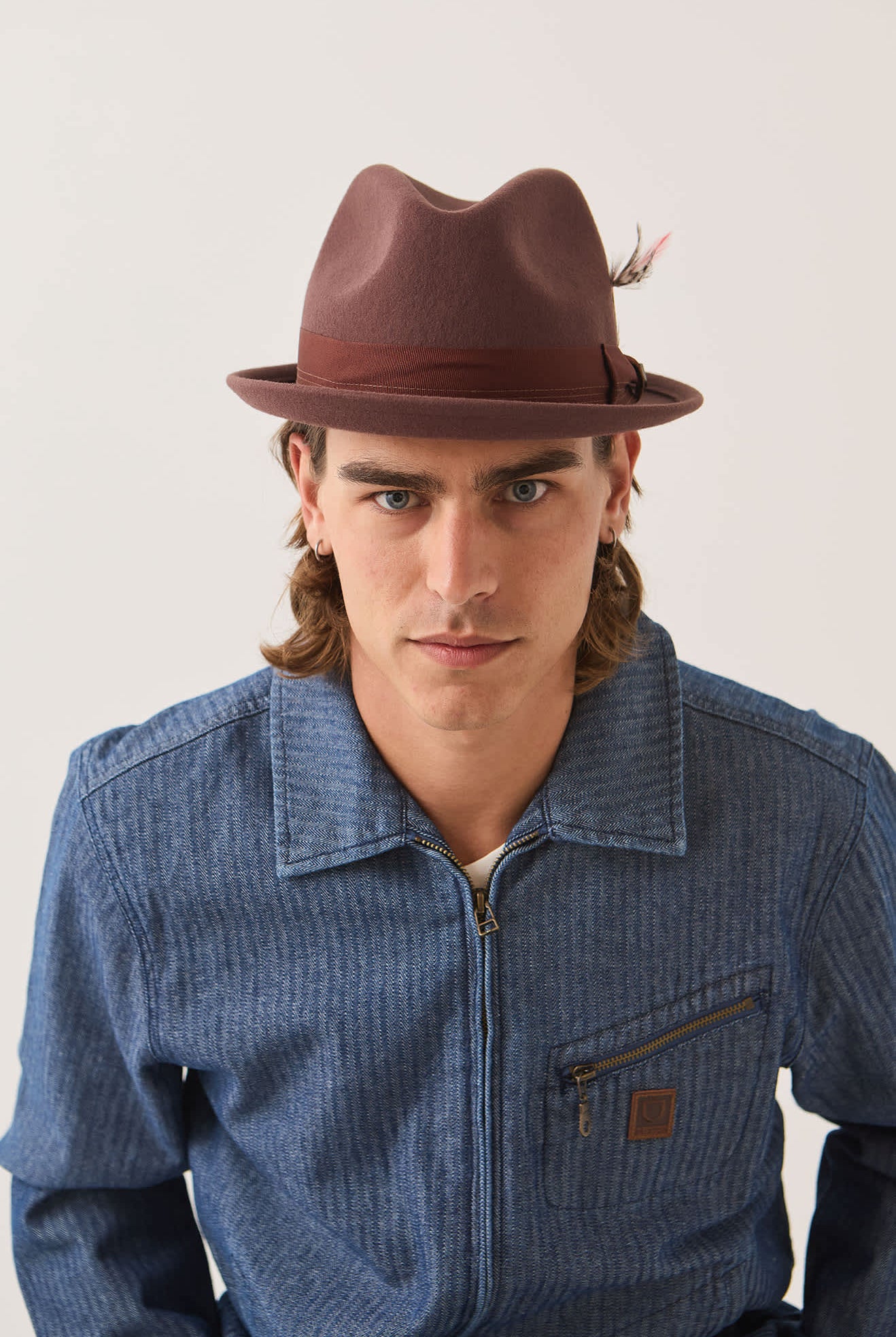 Unisex Gain Fedora in the color Chestnut - Men's Front View
