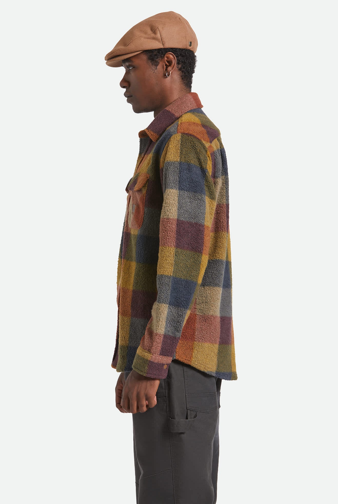 Men's Bowery Arctic Stretch Fleece in the color Rust/Copper Plaid - Men's Side View