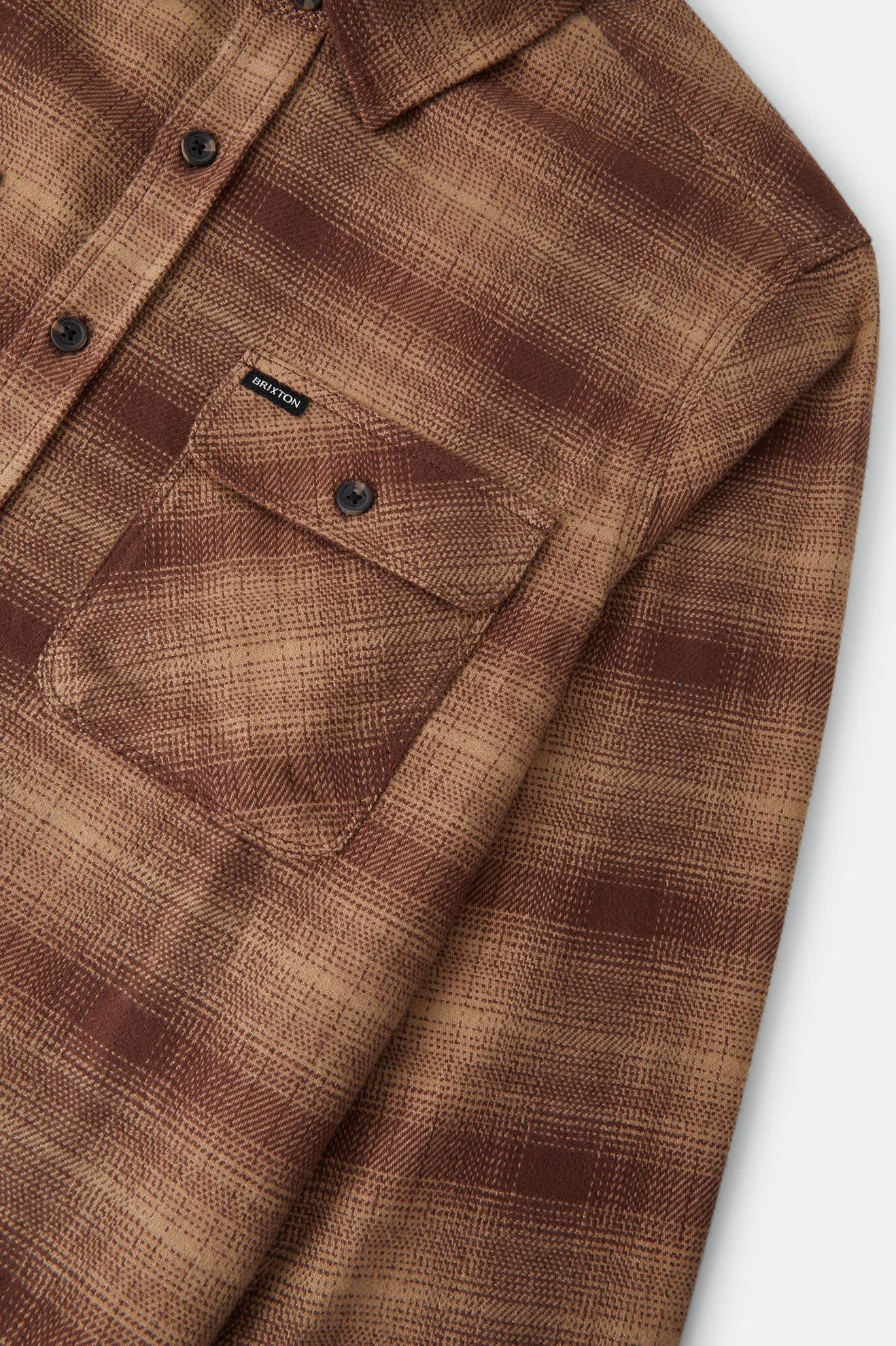 Men's Bowery Flannel in the color Chocolate/Khaki - Additional Laydown image