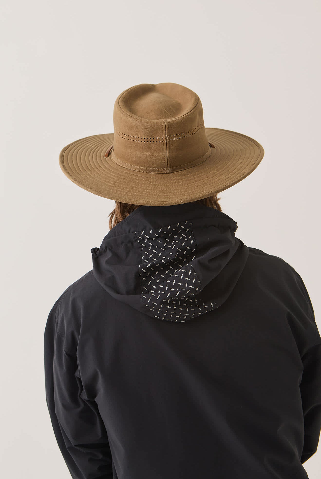 Unisex Beck Journey Canvas Hat in the color Khaki - Men's Back View
