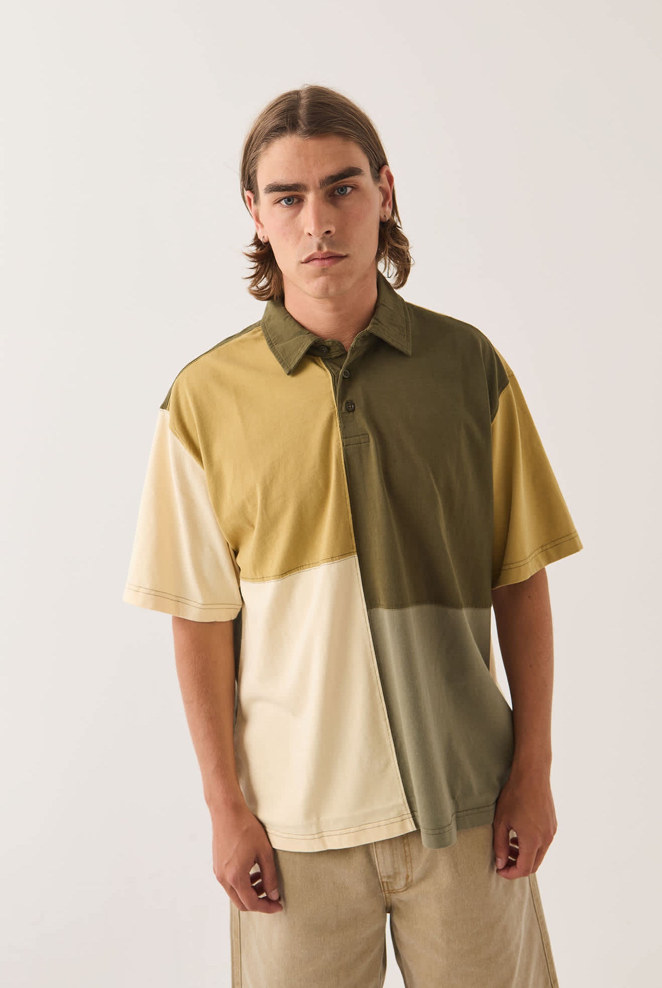 Men's Deco Relaxed Polo T-Shirt in the color Tonal Color Block - Additional Fit image