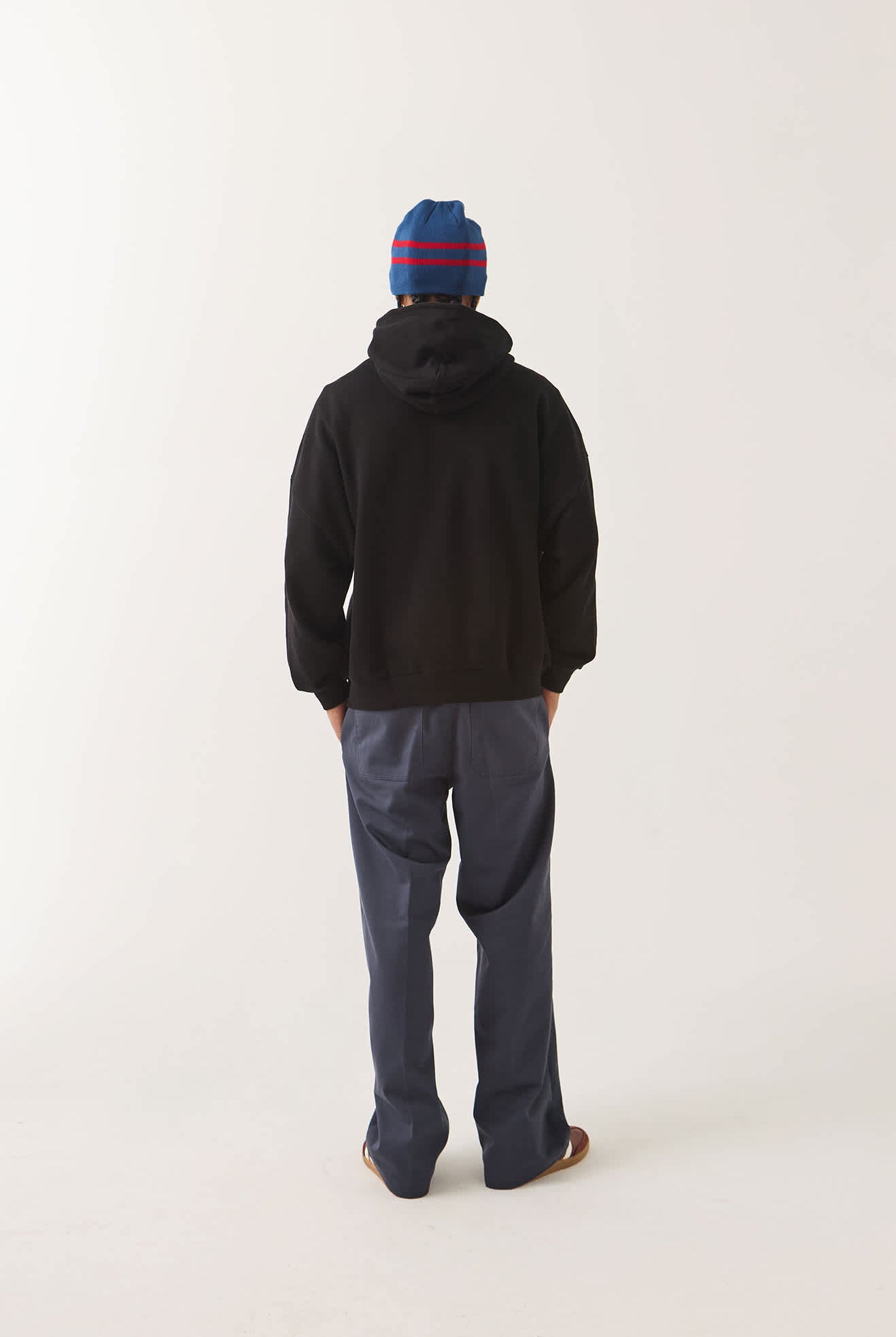 Men's Dugout Zip Hood Fleece in the color Black/Grey - Men's Back View