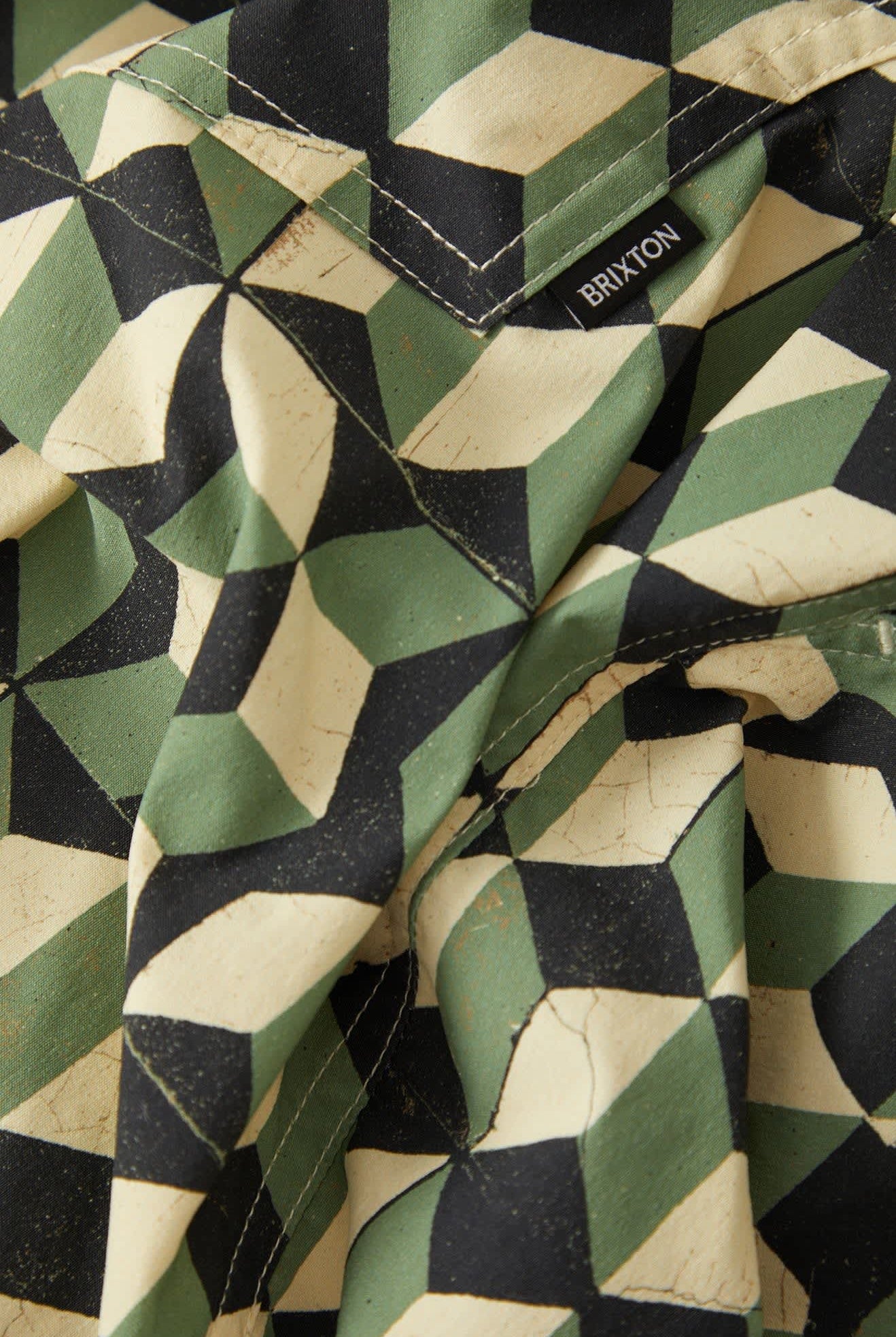 Men's Burger She Wrote Hybrid Short in the color Black/Green Tile - Additional Laydown image
