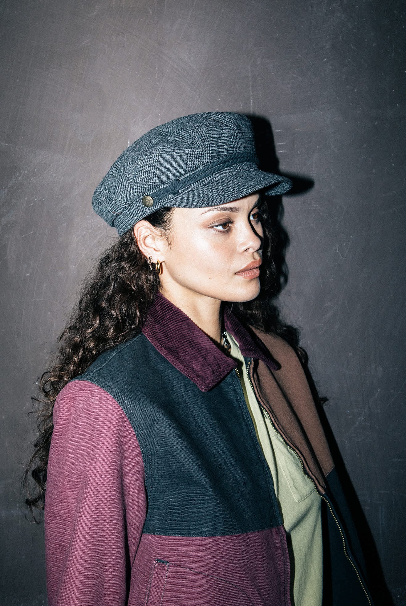 Unisex Fiddler Fisherman Cap in the color Grey Shadow Plaid - Men's Lifestyle image