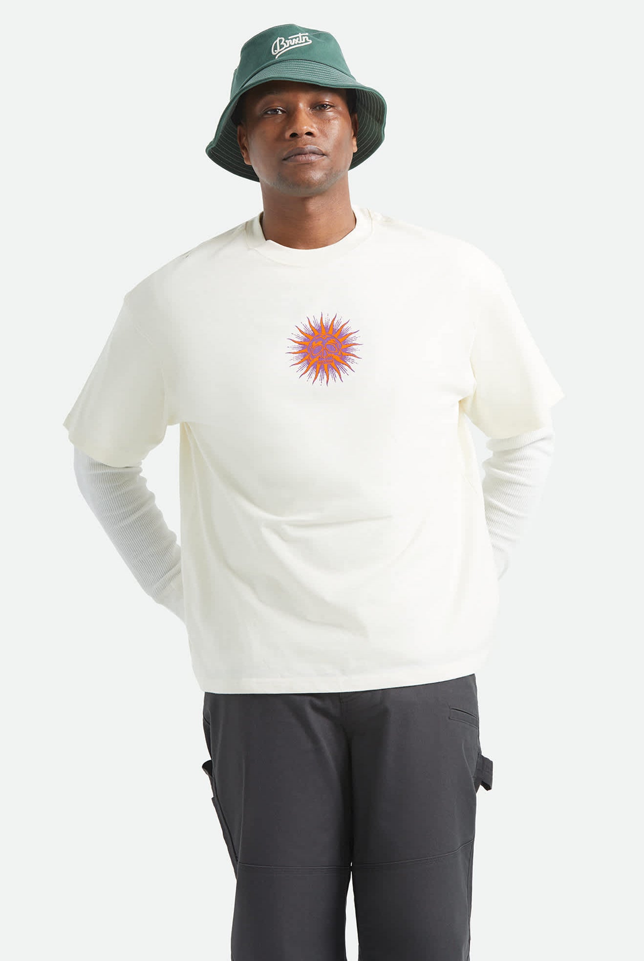 Men's Zephyr Short Sleeve Oversized Shirt in the color Cream - Men's Front View