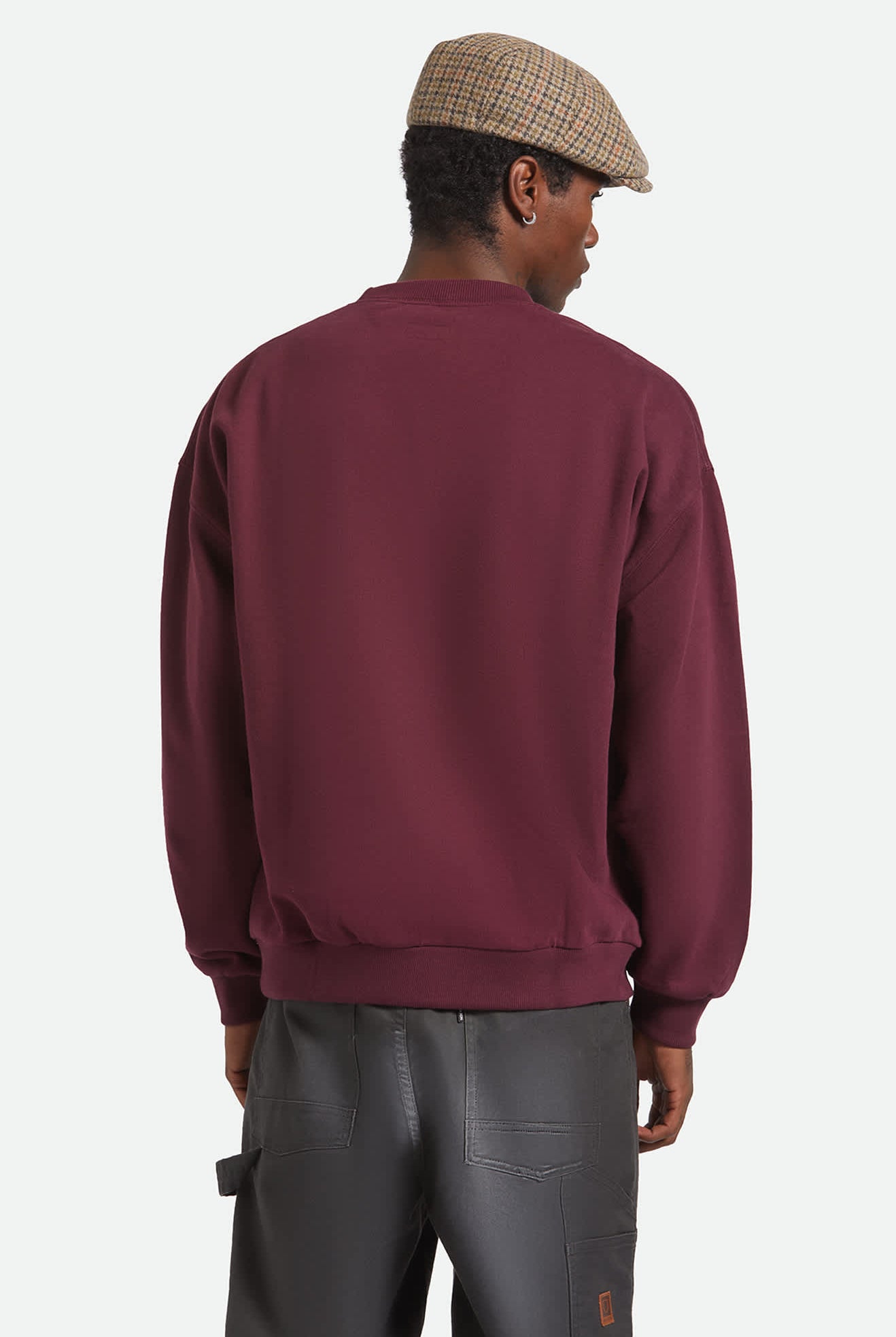 Men's Embroidered Heavyweight Oversized Crew in the color Port - Men's Back View
