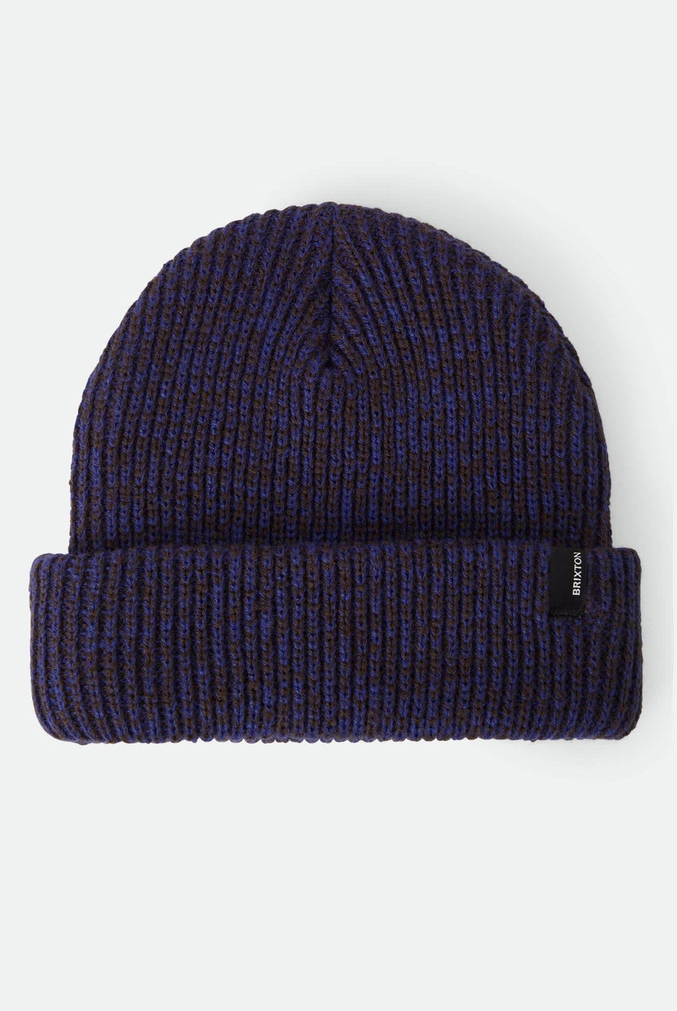 Unisex Chunky Heist Beanie in the color Marled Navy/Caramel - Front Product View
