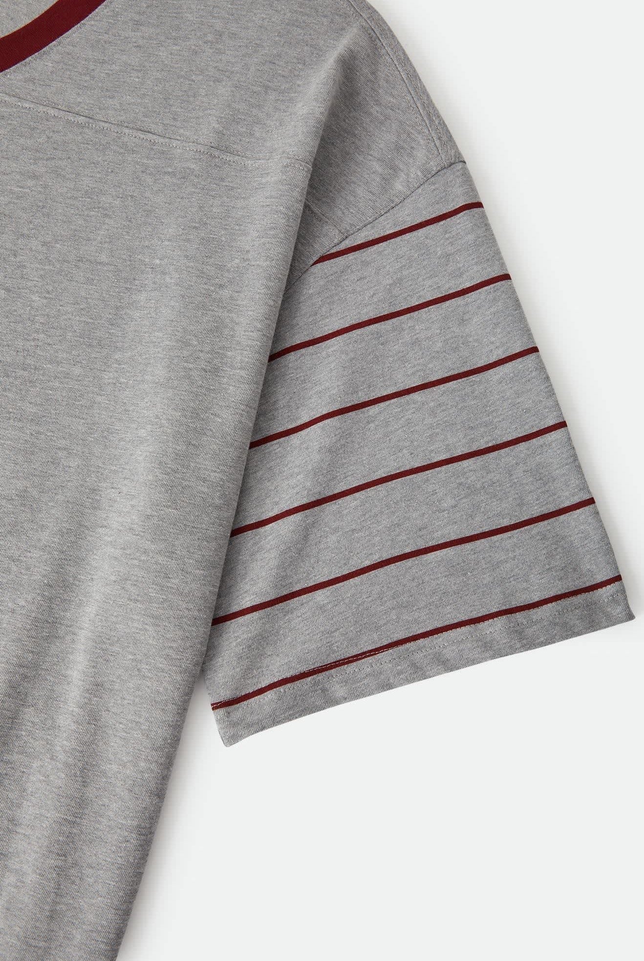 Men's Brixton Football T-Shirt in the color Heather Grey/Maroon - Additional Laydown image