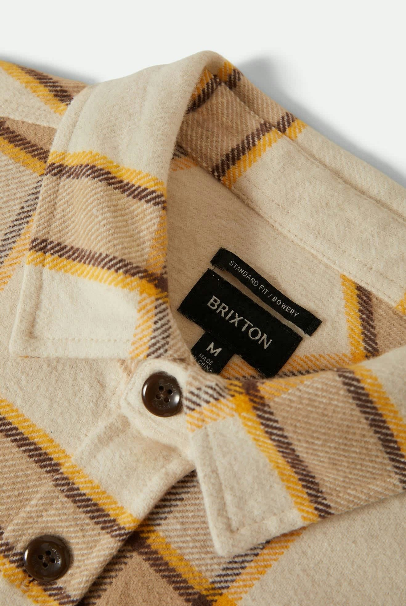 Men's Bowery Heavyweight Flannel in the color Whitecap/Pineconebrown/Saffron - Additional Laydown image