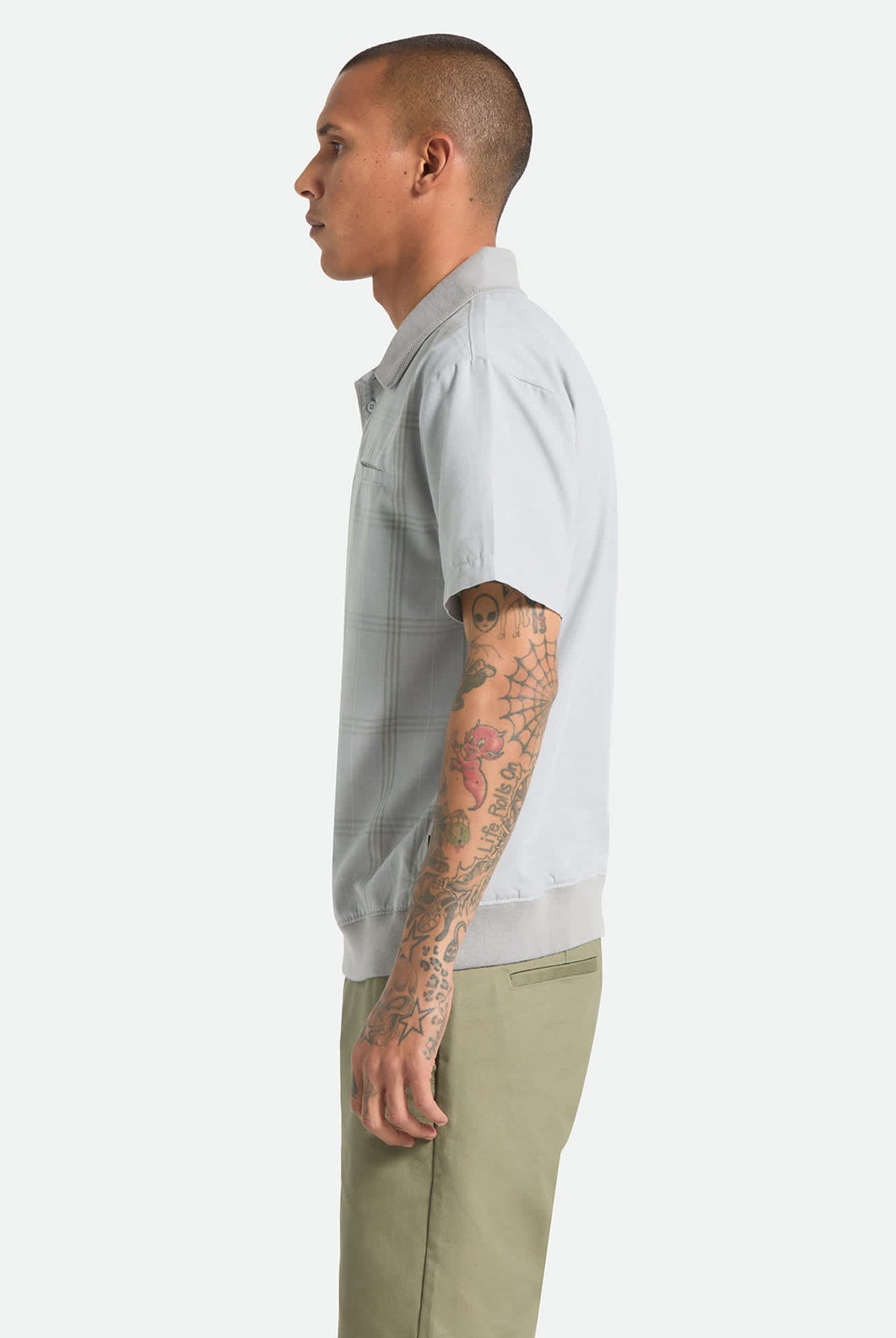 Men's Trolly Jacquard Weekend Short Sleeve Polo in the color Blue Aura - Men's Side View