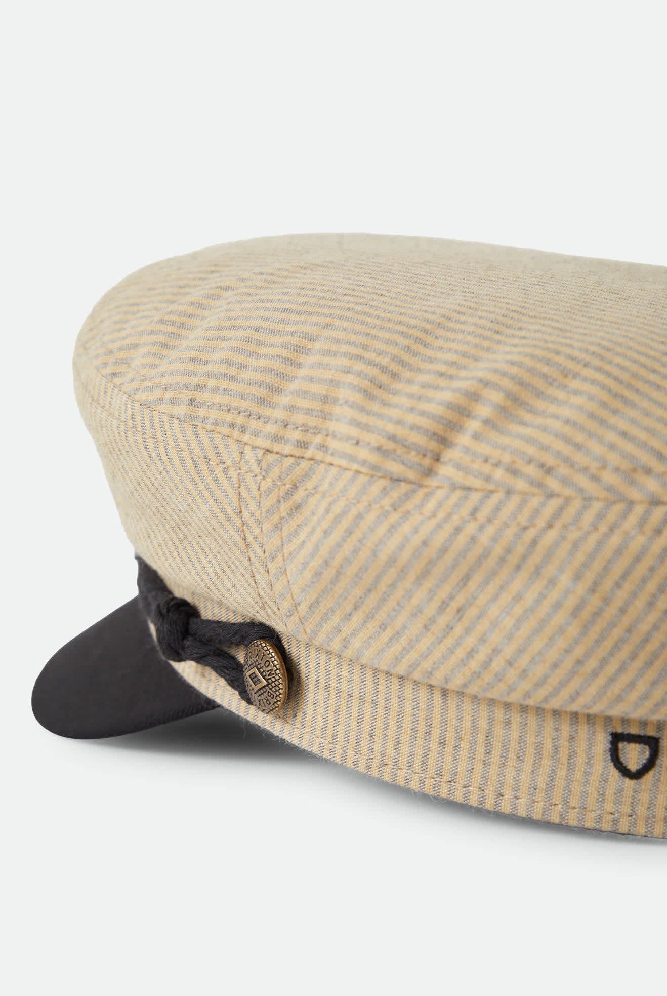 Women's Fiddler Fisherman Cap in the color Khaki Stripe/Washed Black - Additional Laydown image