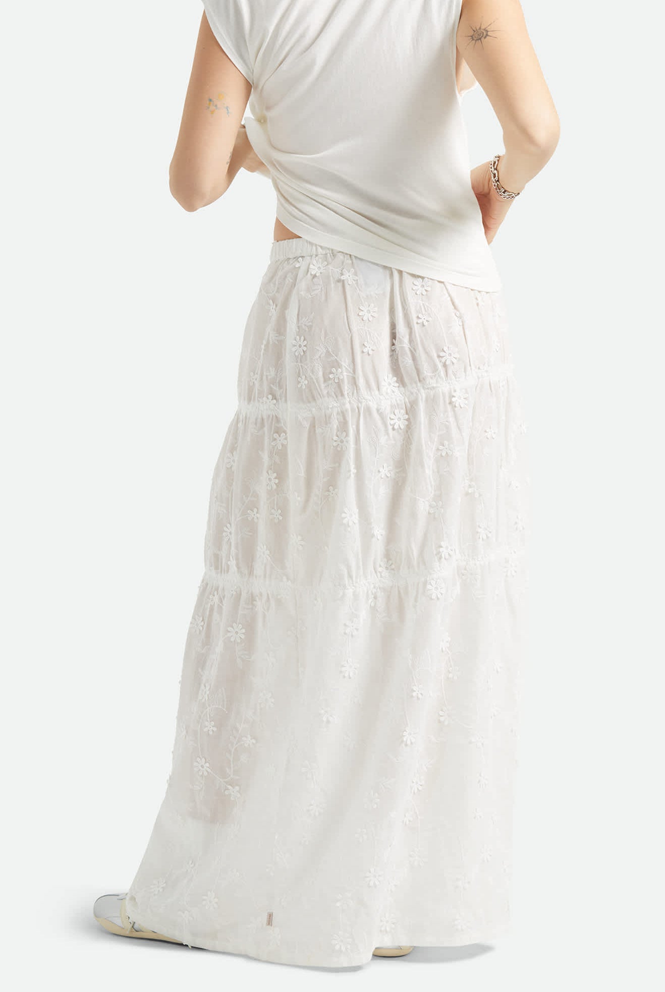 Women's The Abigail Skirt in the color Off White Floral - Women's Back View