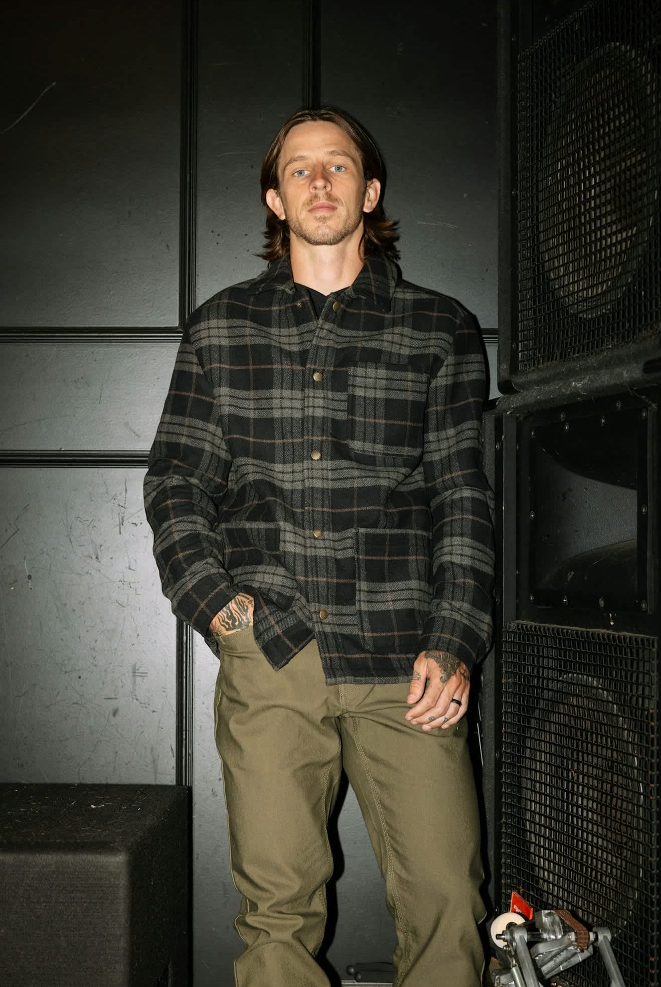 Men's Bowery L/S Flannel in the color Black/Charcoal - Men's Lifestyle image