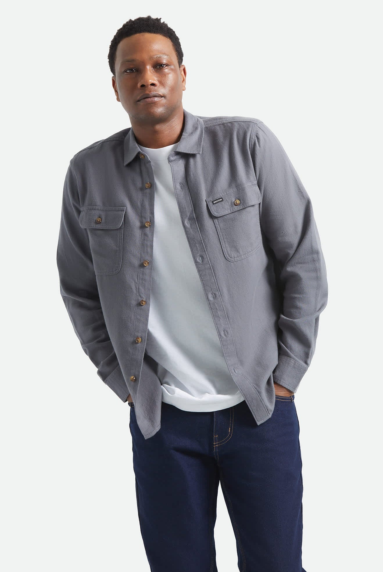 Men's Bowery Lightweight Ultra Soft Flannel in the color Future Grey - Men's Front View
