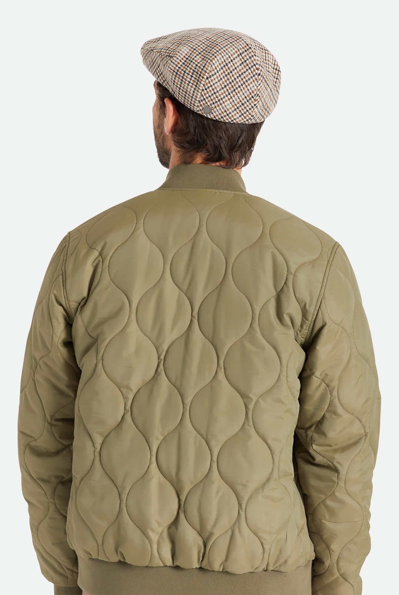 Unisex Hooligan Flat Cap in the color Off White/Desert Palm - Men's Back View