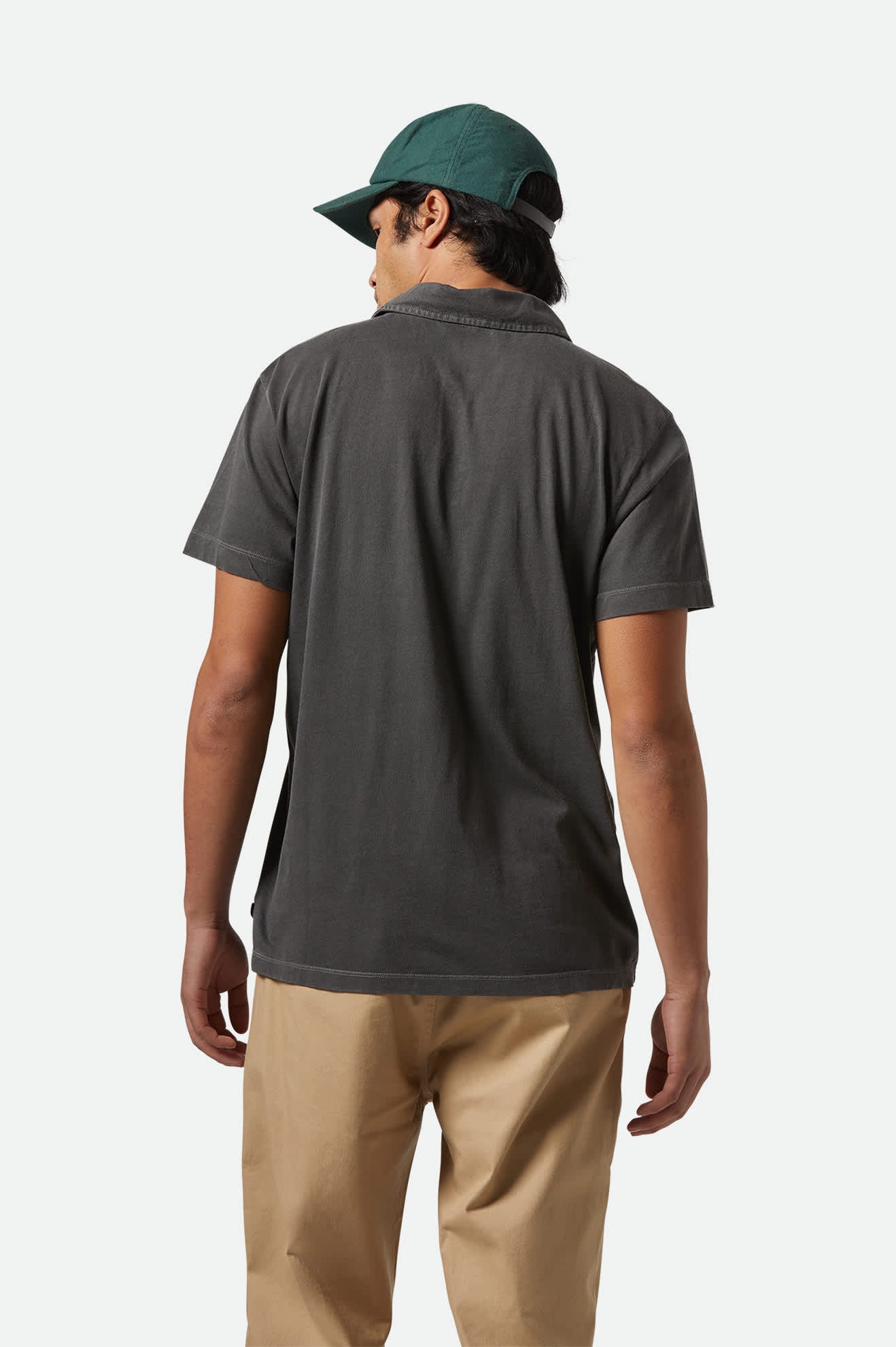 Men's Vintage Wash S/S Polo in the color Washed Black - Men's Back View