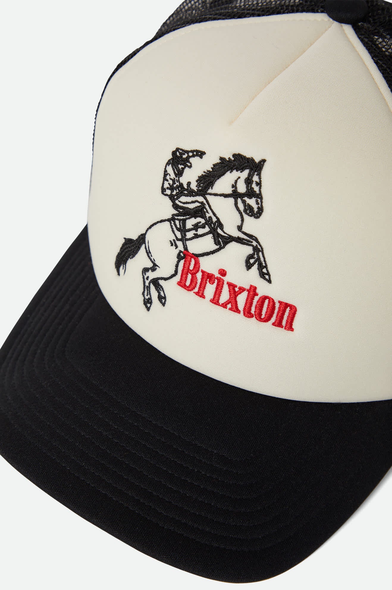 Women's Ranching Club Netplus Trucker Hat in the color Black/Off White - Additional Laydown image