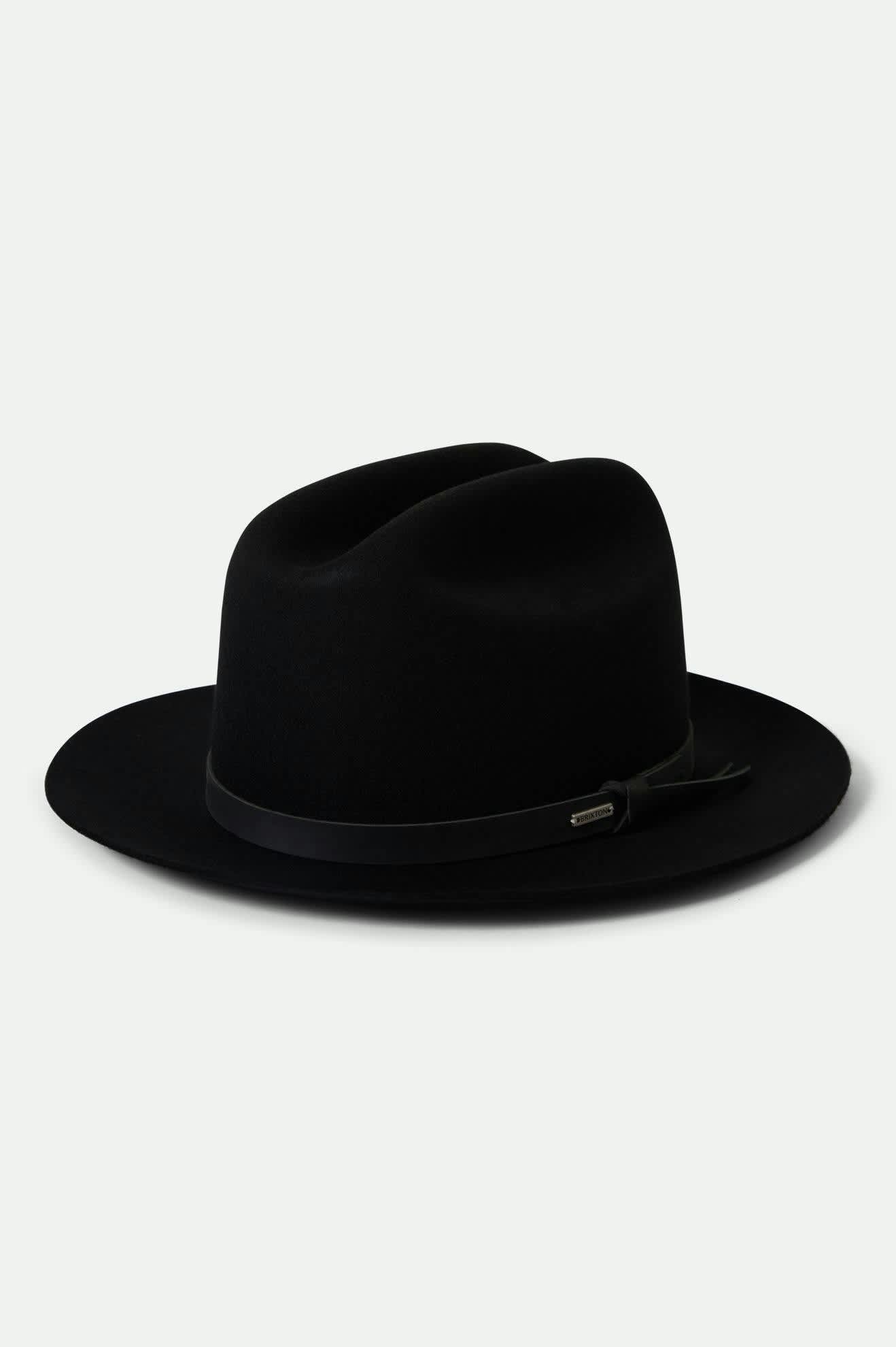 Unisex Hitch Ranch Fedora in the color Black/Black - Front Product View