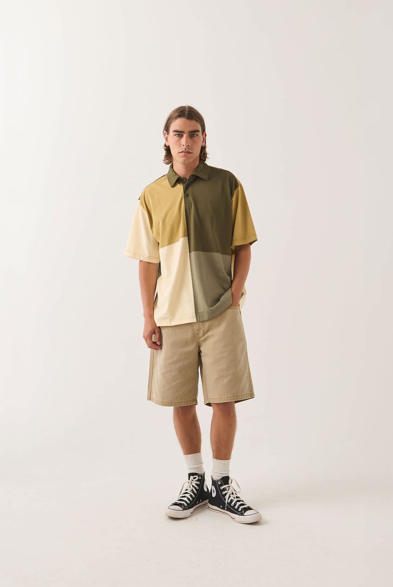 Men's Deco Relaxed Polo T-Shirt in the color Tonal Color Block - Men's Front View