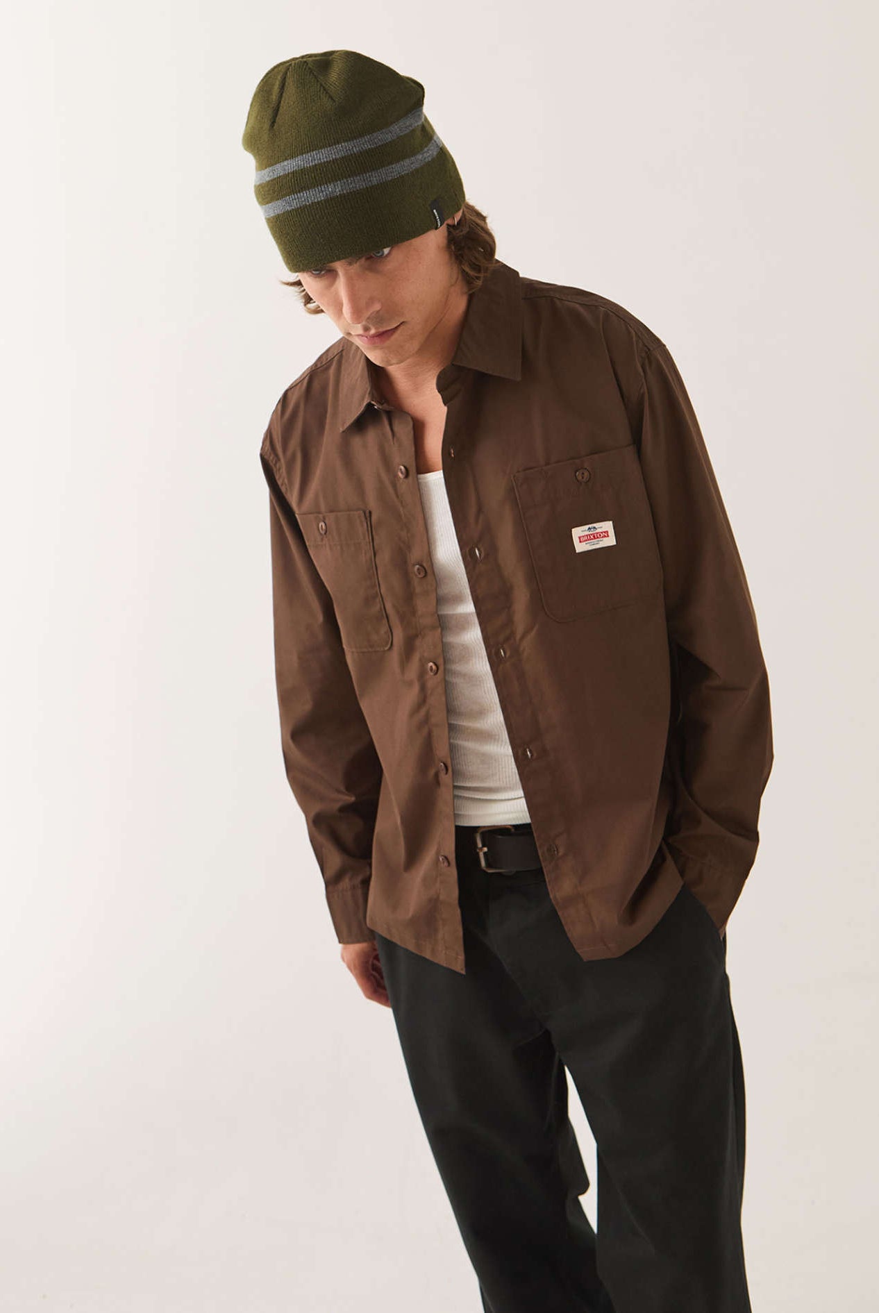 Men's Trademark Long Sleeve Shirt in the color Walnut Brown - Men's Side View